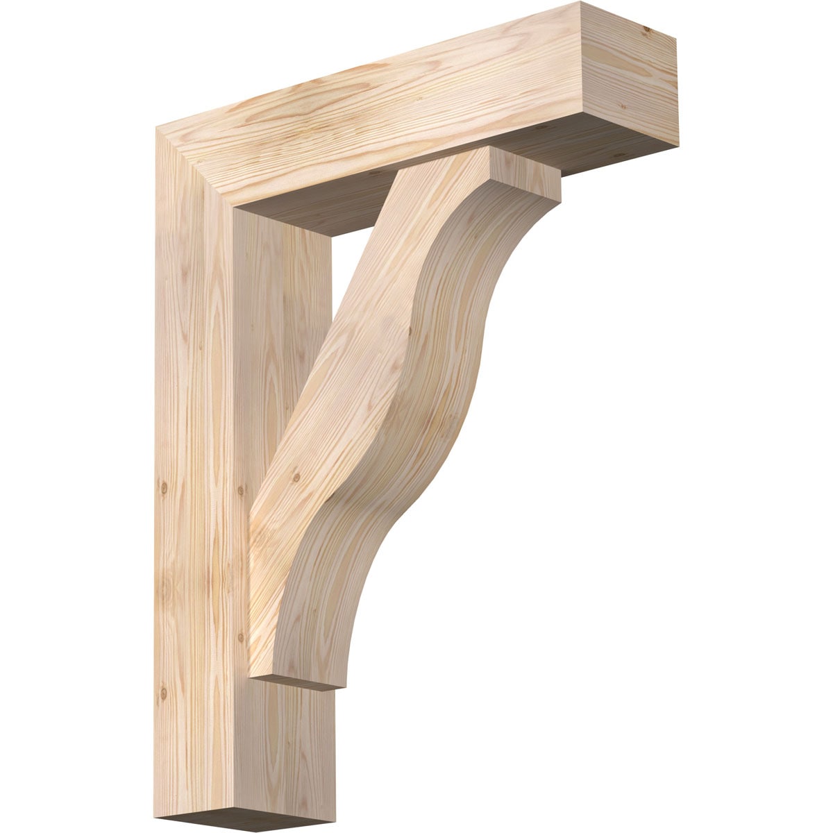 Ekena Millwork 1462584 Funston block smooth bracket with offset brace 7-1/2-in x 28-in x 36-in Douglas fir Brown Wood Standard bracket
