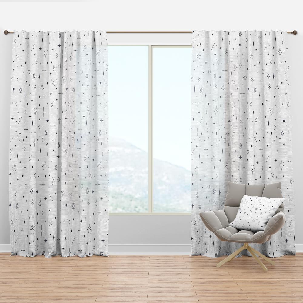 Designart CTN24004-52-120 120-Inches White Geometric Room darkening Thermal lined Rod pocket Single curtain panel