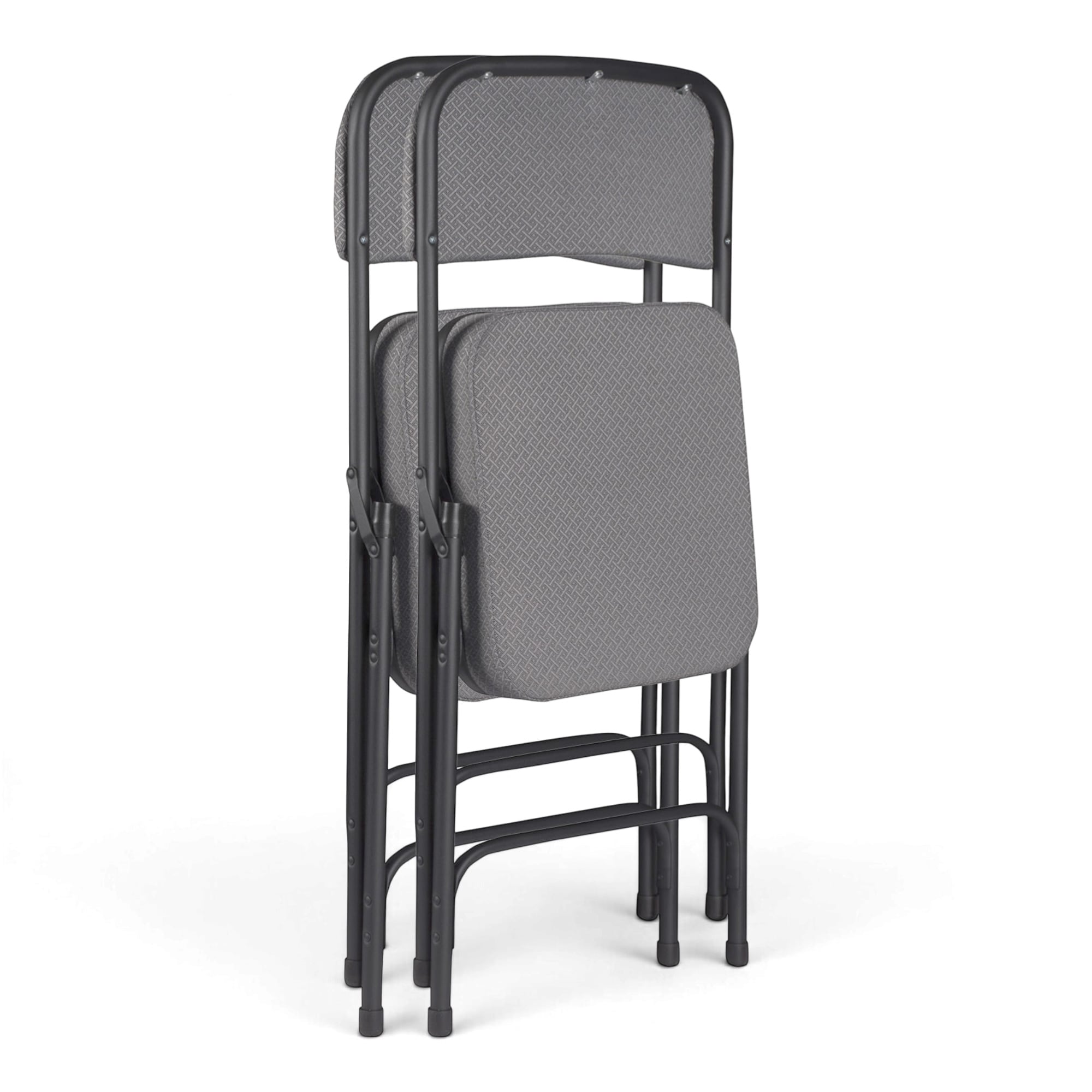 Hampden Furnishings - 2 -Pack Gray Metal Frame Padded Indoor Standard Folding Chair 300-lb Weight...