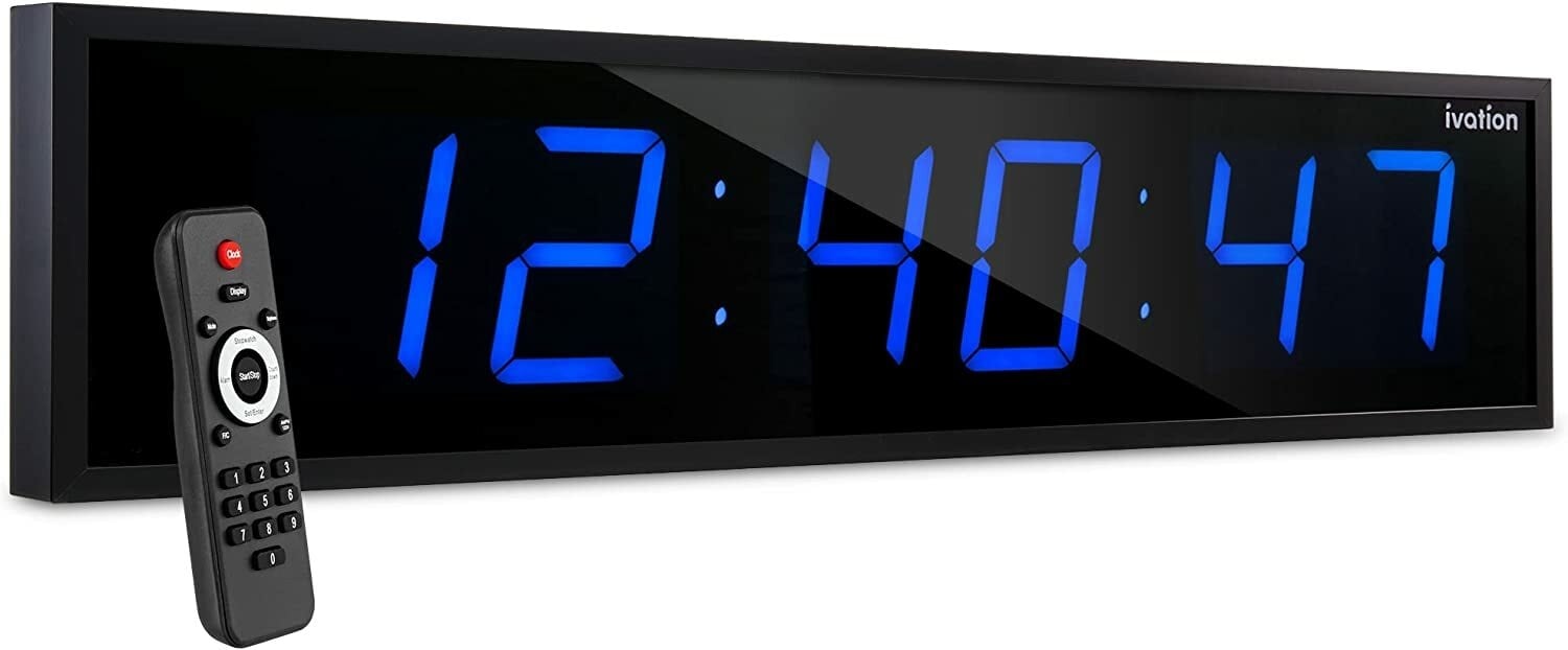 Ivation JID0160TBLU Digital Rectangle Wall Modern with Alarm
