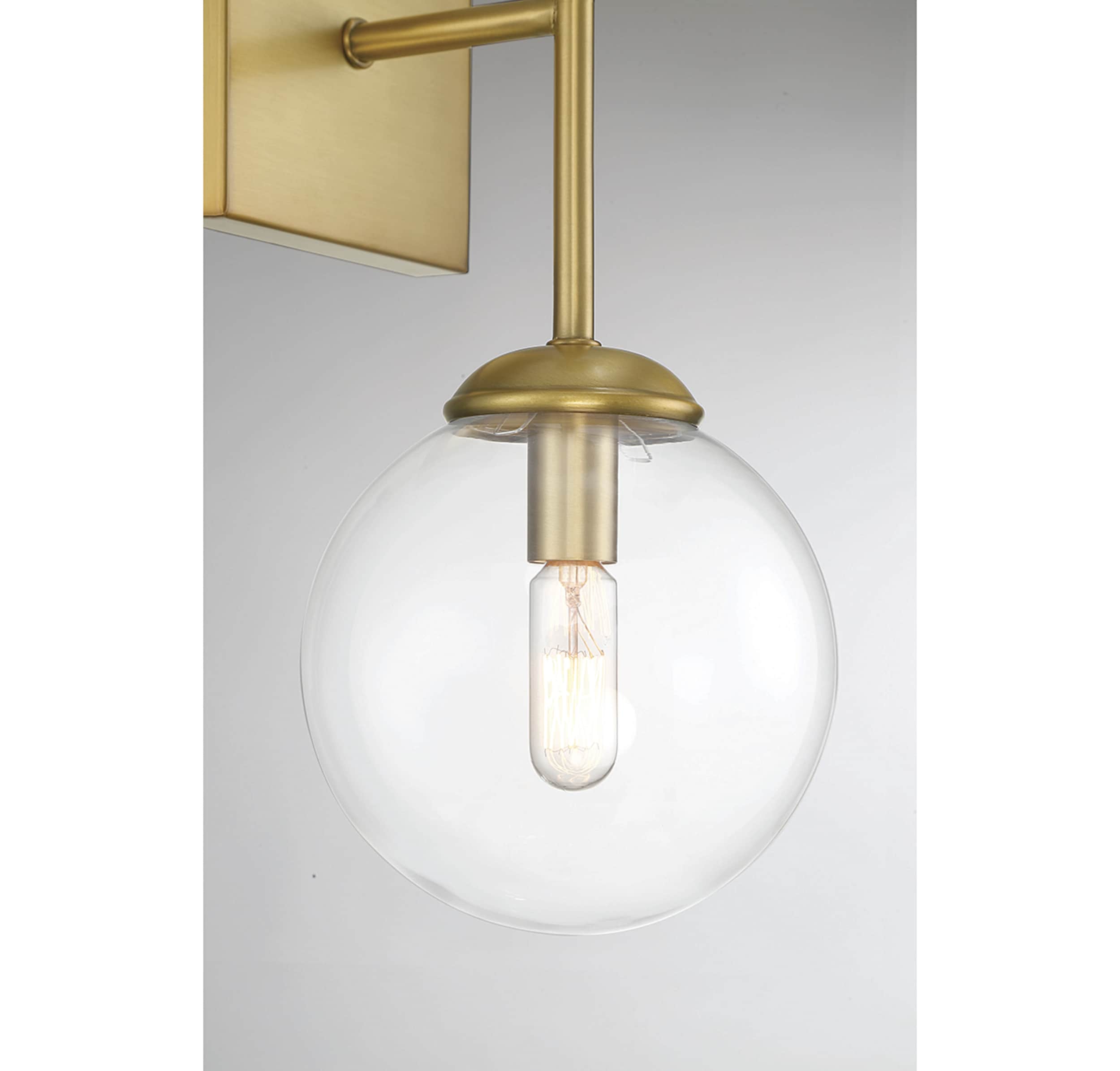 Transitional Globe-Shaded Brass Wall Sconce, Dimmable