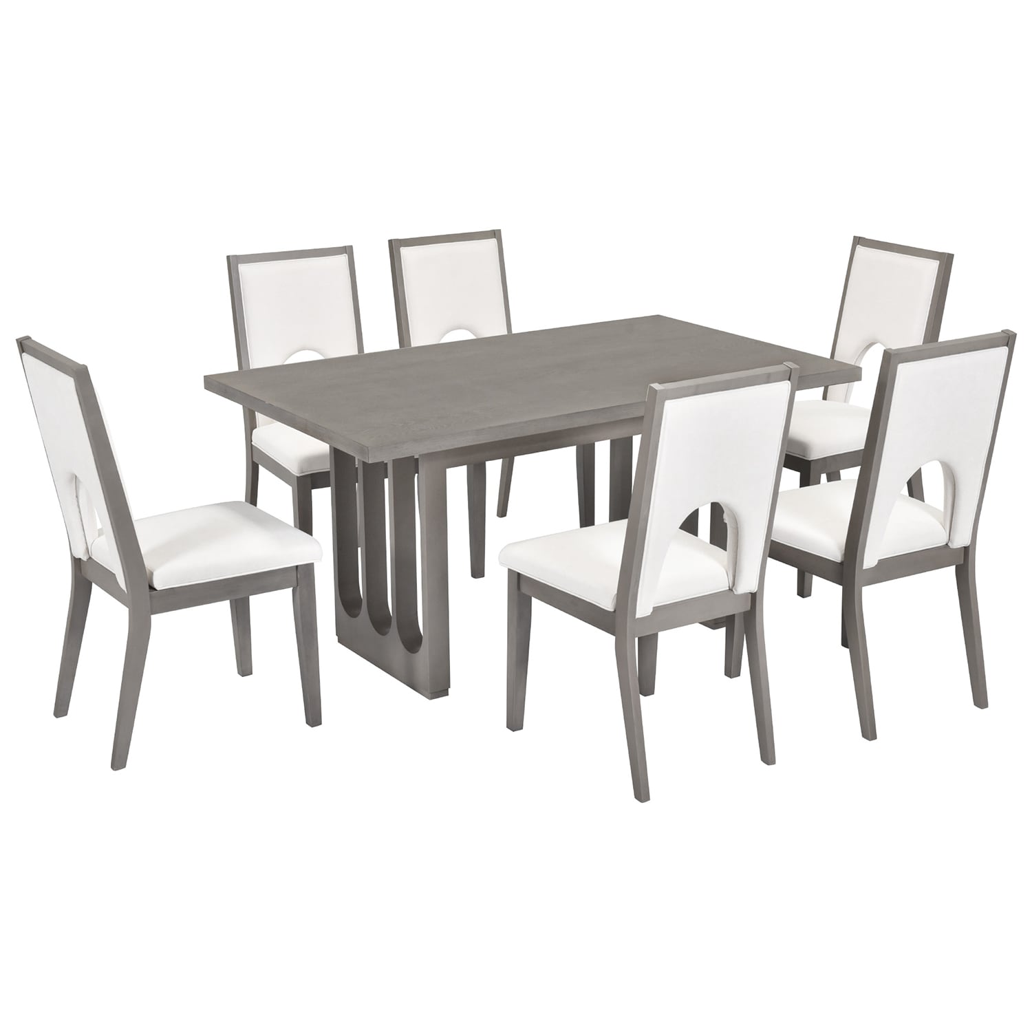 SINOFURN SYA010287GY Gray Contemporary/Modern Dining Room Set with Rectangular Table ( Seats 6 )
