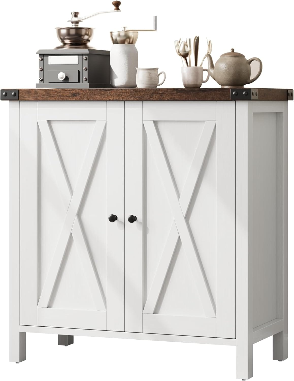 Garvee Oak With Brown 30 Inch Farmhouse Kitchen Storage Cabinet With Adjustable Shelf Console Table Coffee Bar For Dining Room Living Room Entryway