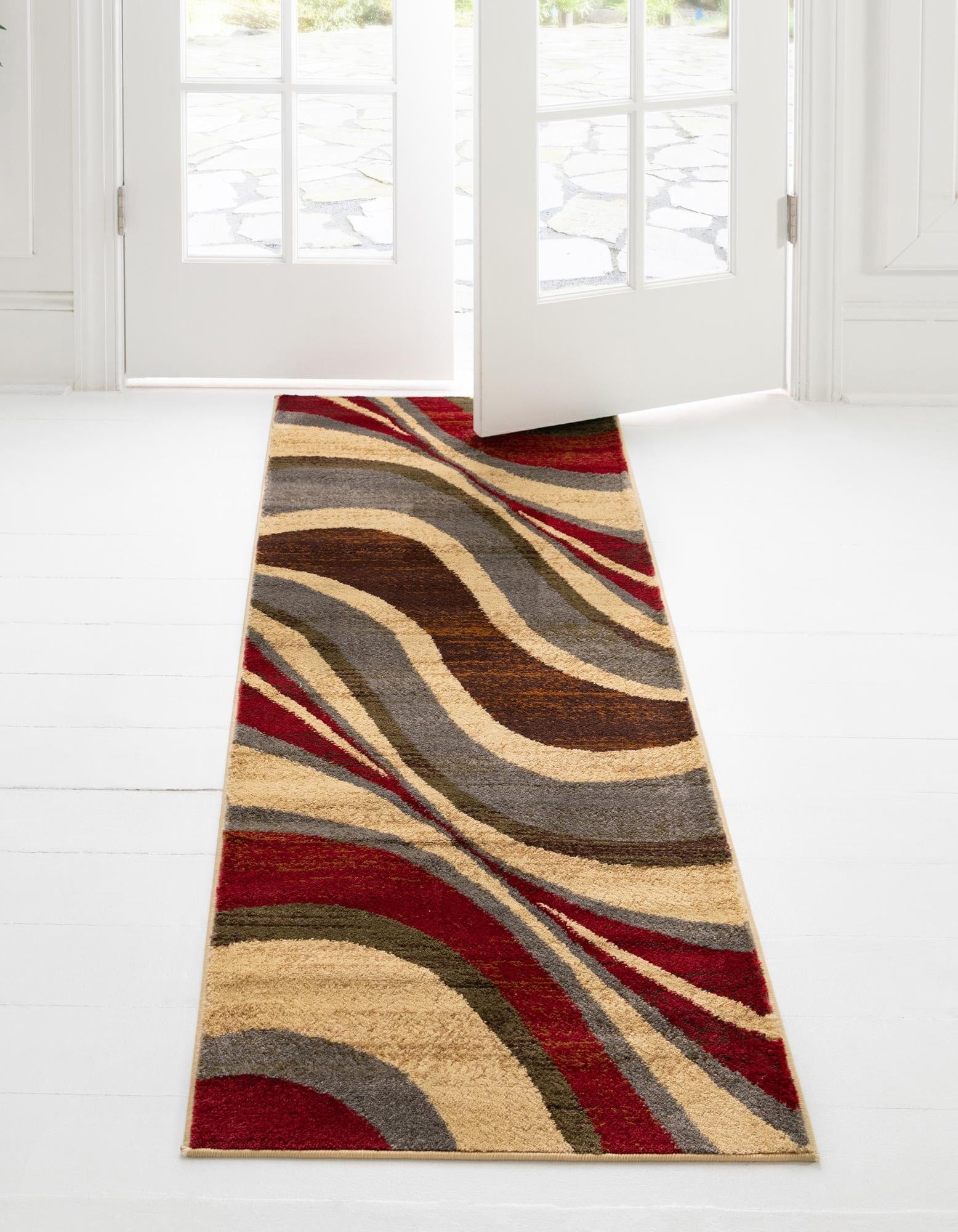 Unique Loom 3200633 Barista 2 x 8 (ft) Loomed Polypropylene Beige Rectangular Indoor Stripe Runner rug