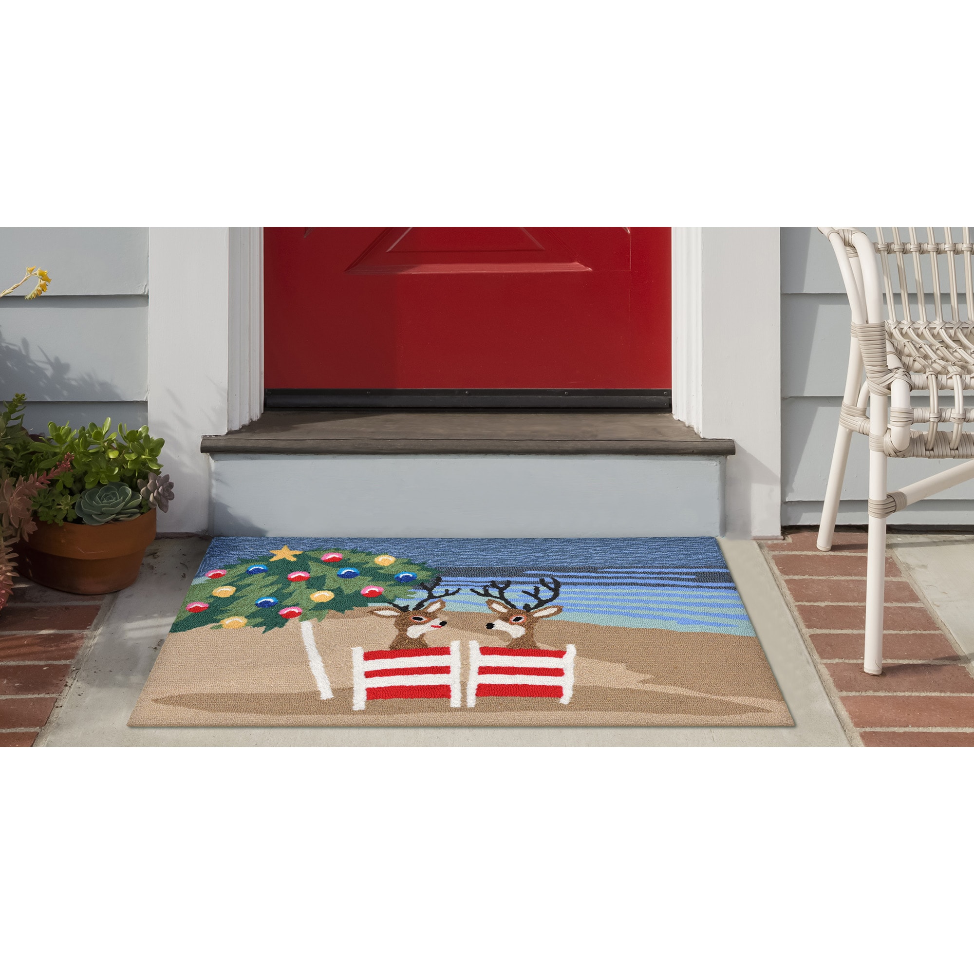 Liora Manne FTP12185444 20-in x 30-in Multi Polyester Indoor or outdoor Decorative Winter Door Mat