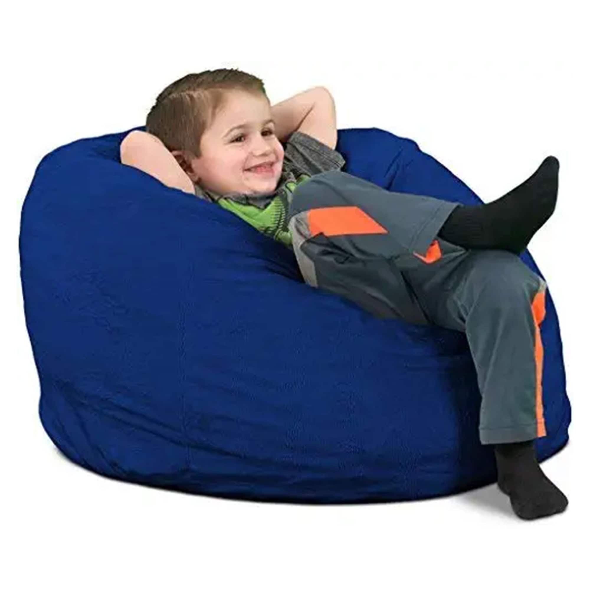Ultimate Sack  Kids Bean Bag Chair Oversized Indoor Comfy Lounger Blue Suede
