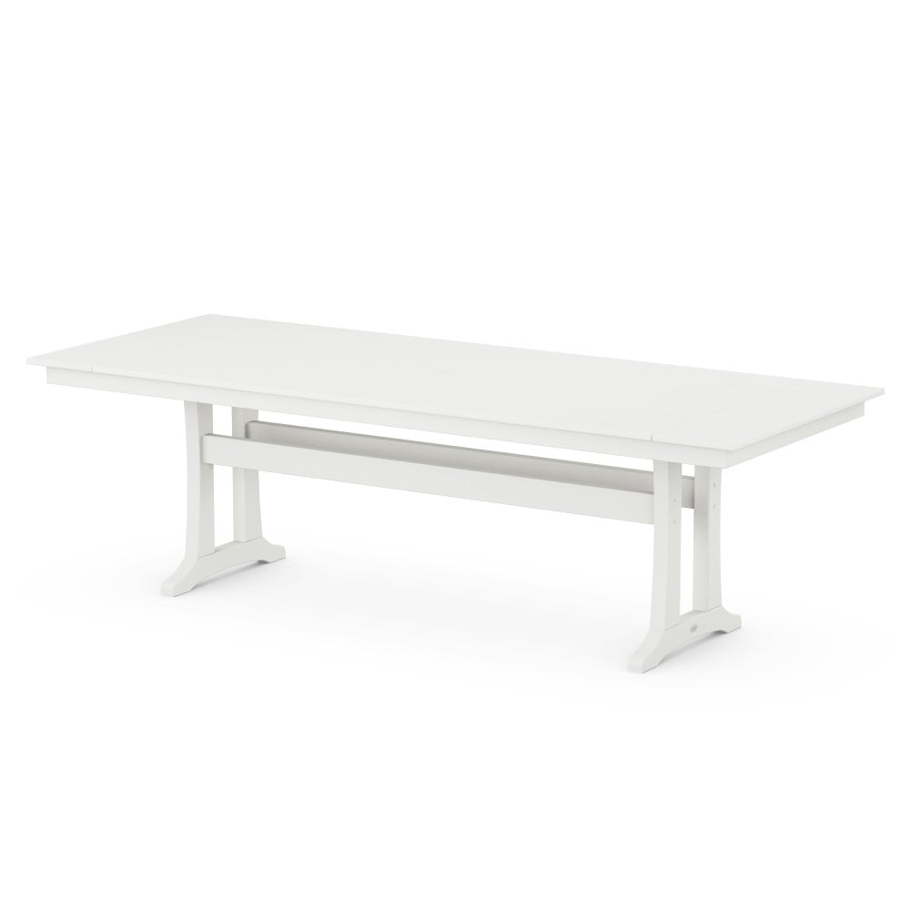 White 9-Piece Farmhouse Outdoor Dining Set with Trestle Legs