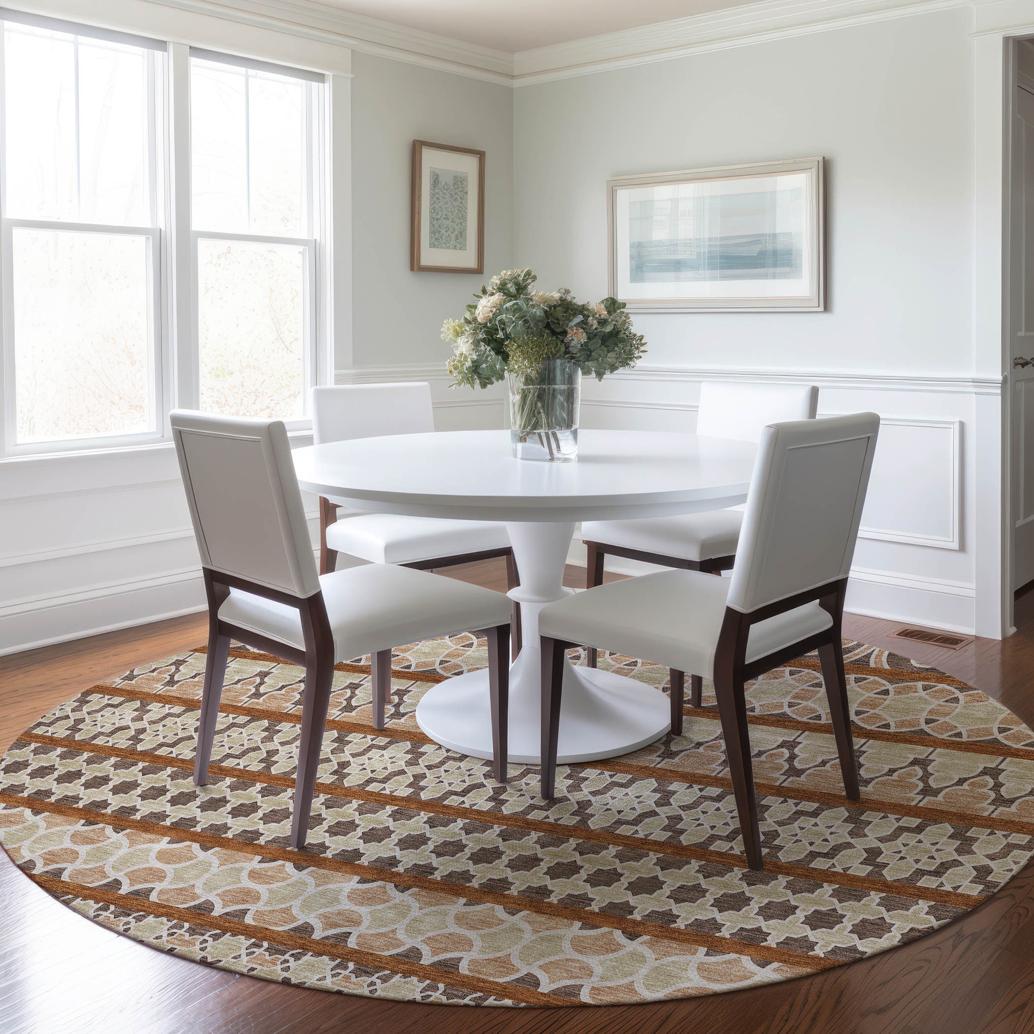 Addison Rugs ACN726CH8RO Chantille ACN726CH 8 x 8 (ft) Polyester Chocolate Round Indoor/Outdoor Geometric Machine washable Area rug