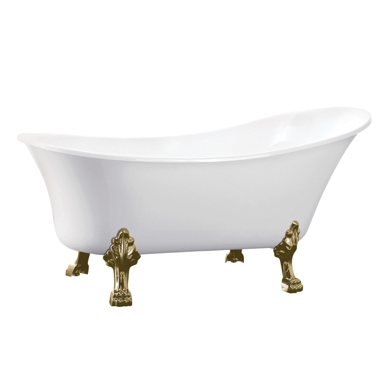 Kingston Brass WLVTND512824C2 Aqua Eden 27.94-Inches x 51.19-Inches White/Polished Brass Acrylic Oval Clawfoot Soaking bathtub ( Reversible Drain )