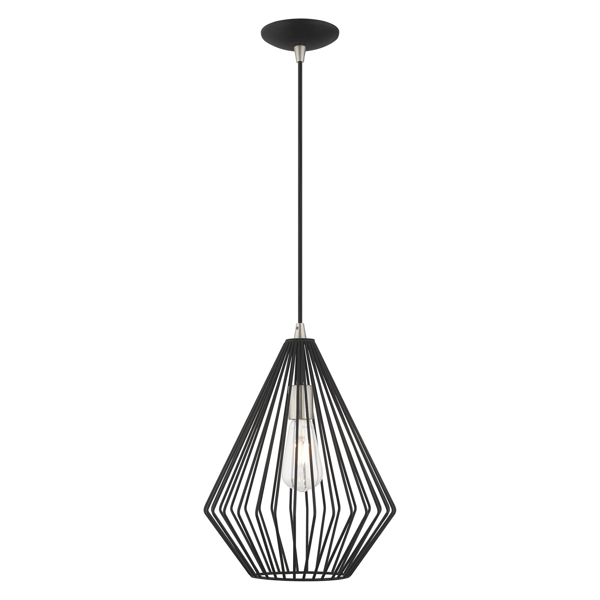 Linz Black Steel Geometric Mini Pendant Light - 21" Height