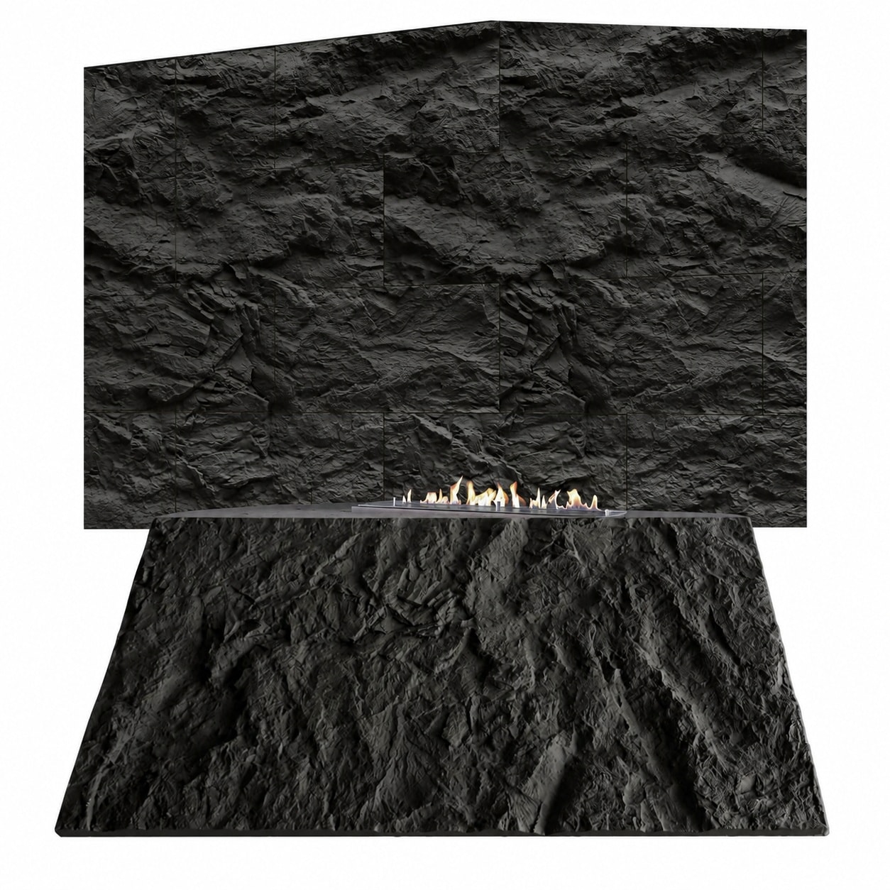 Etokfoks Black Interior Wall Application Type 3D Faux Stone Wall Panels ...