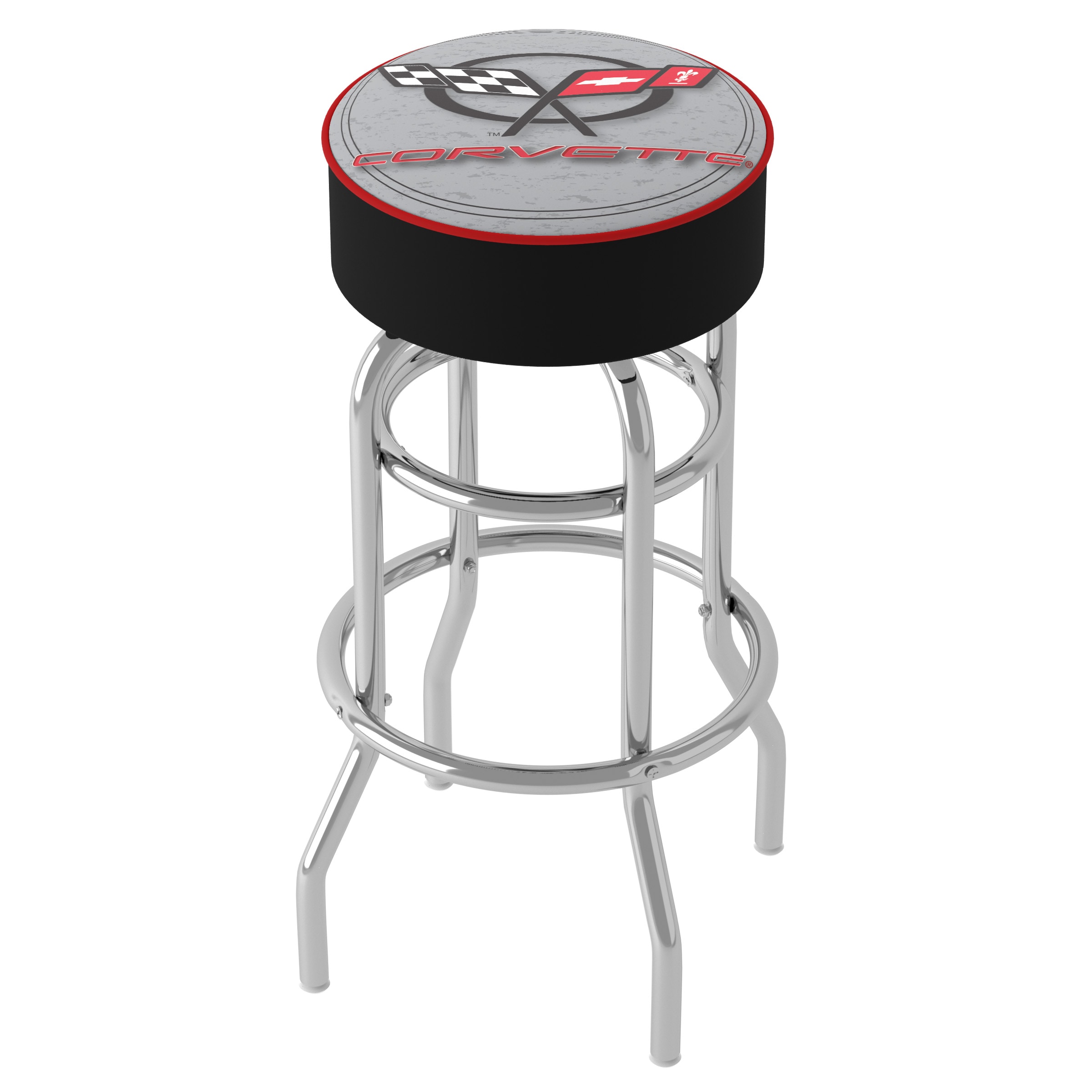 Bar Stools Red/Chrome 1 5-in H Bar height Upholstered Swivel Metal Backless Bar Stool | - Trademark Gameroom GM1000S-C5-COR