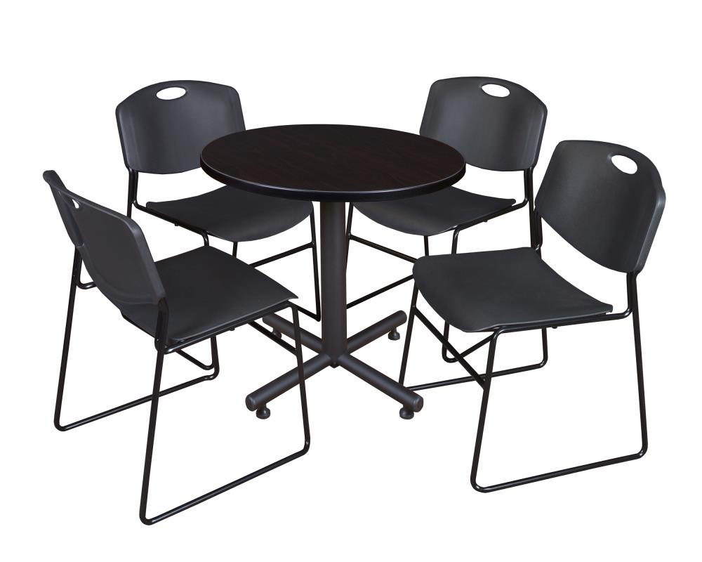 Regency TKB30RNDMW44BK Breakroom Brown 4-Person Training Table (30-in W x 29-in H)