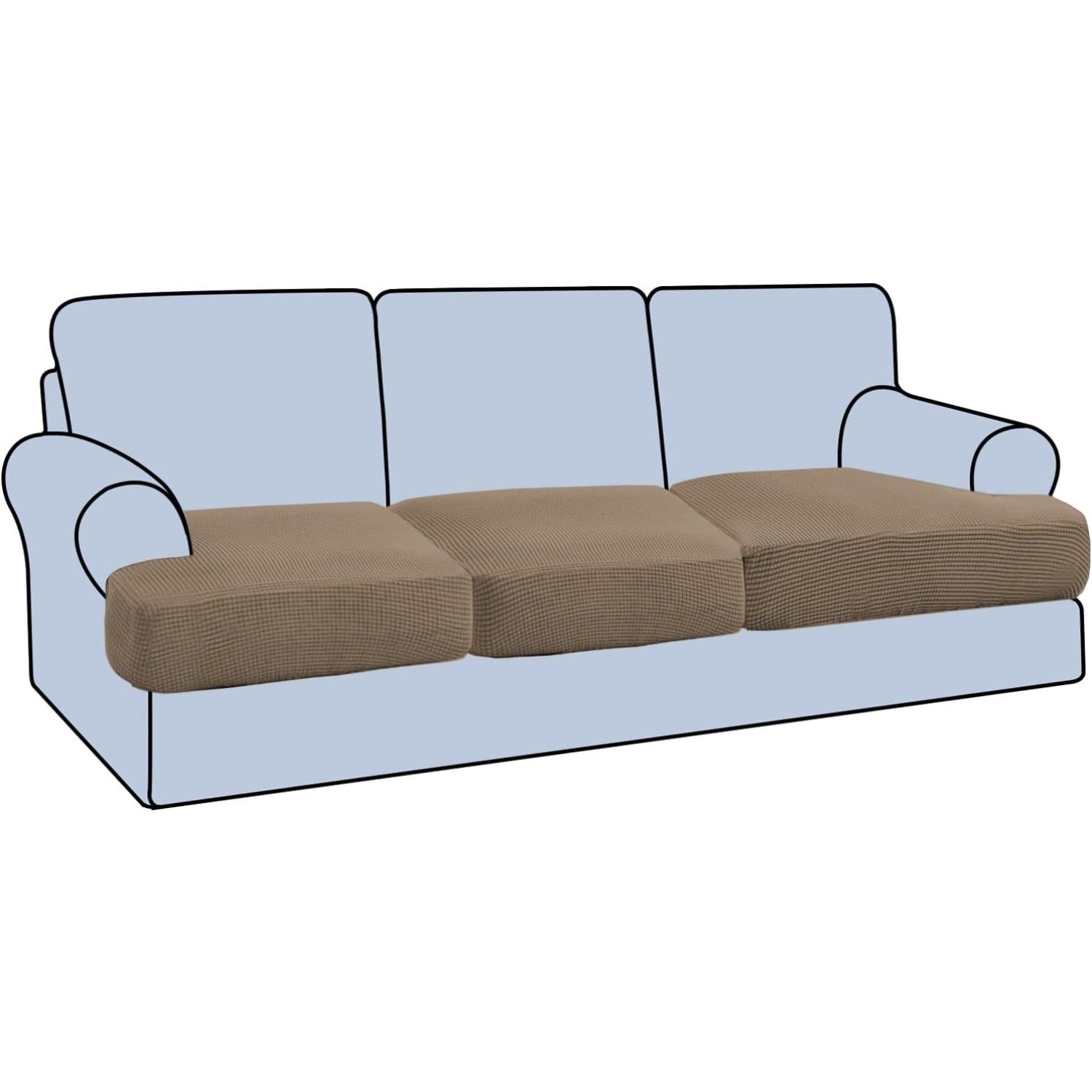H.Versailtex  Stretch TCushion Jacquard Sofa Cushion Covers for Loveseat Macchiato Set of 3