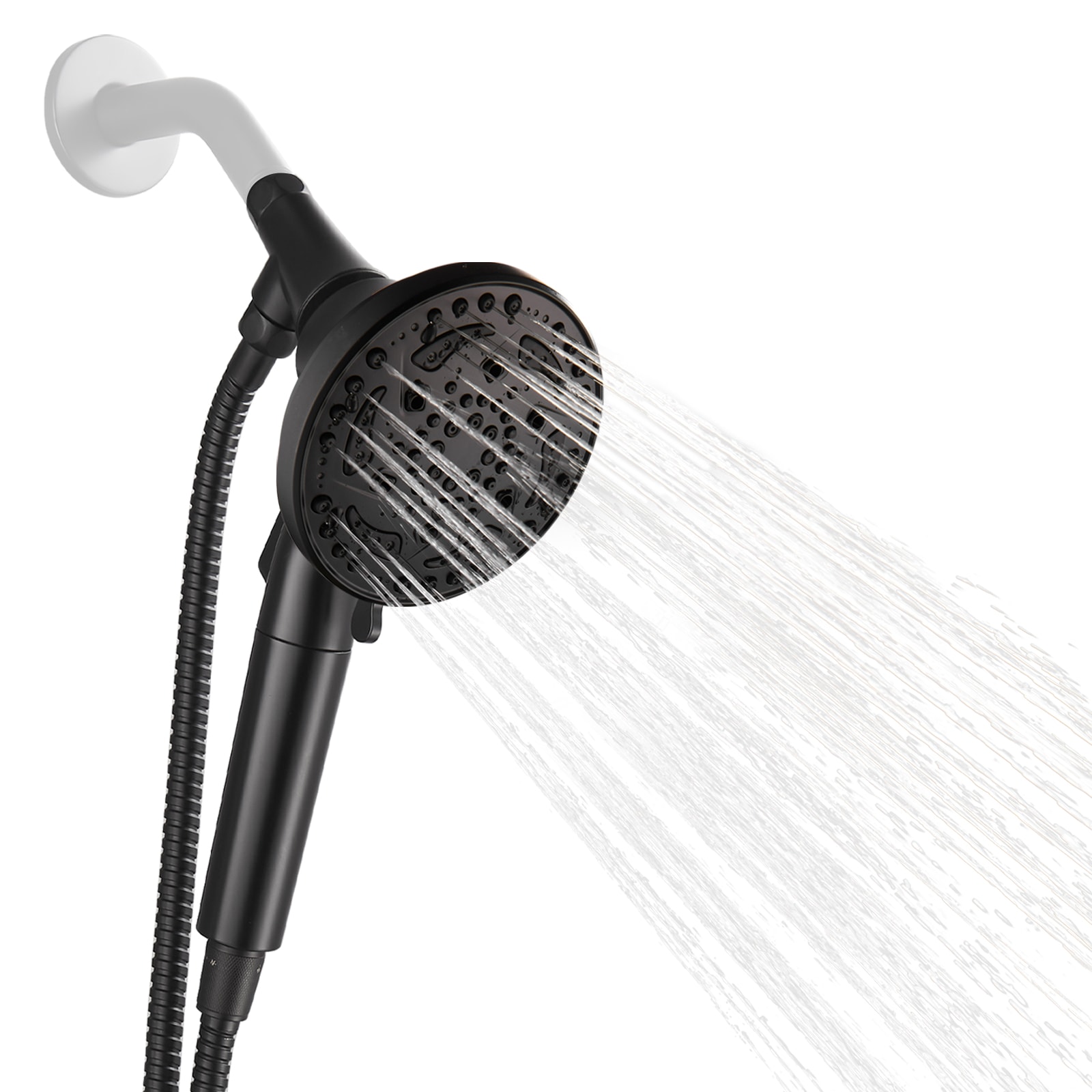 Zalerock L2YSC833 7 -Spray Black 4.92-in Round Fixed High Pressure Rain Shower Head 1.8 GPM