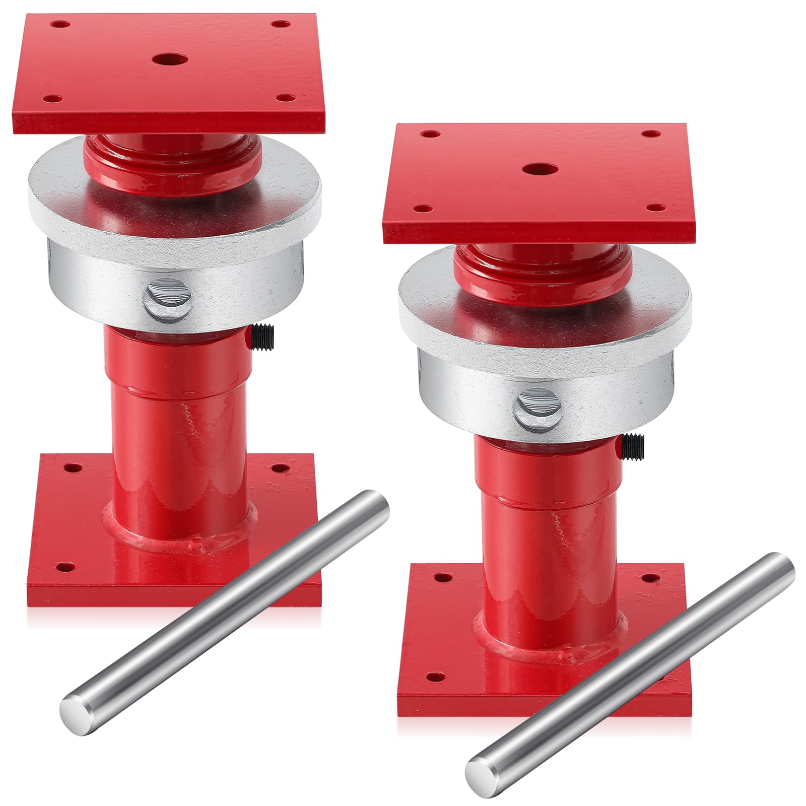 Vrbgify  Adjustable Screw Jack Post for House Leveling Steel Jack Bracket with Wrench Set Red 6.5 to 9 Inches 2 Pack durable