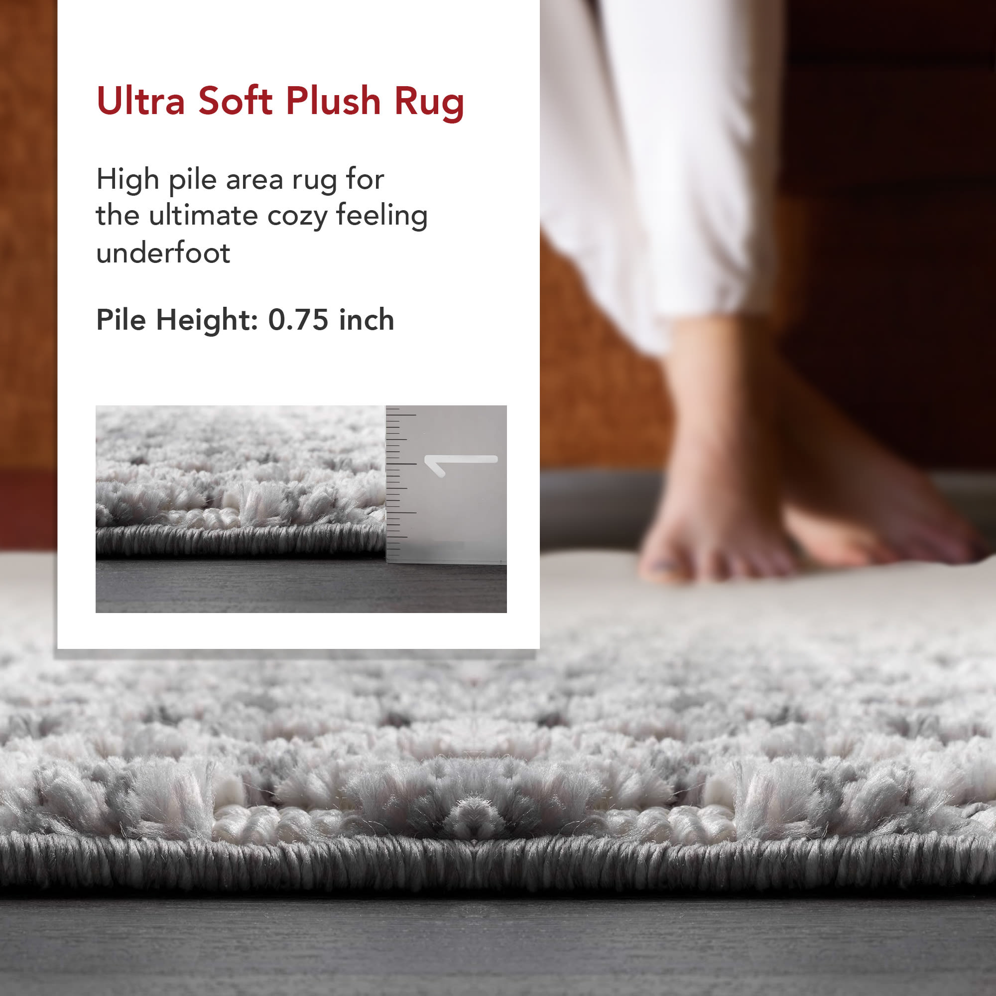 Luxe Gray Geometric 4' x 6' Synthetic Easy Care Area Rug