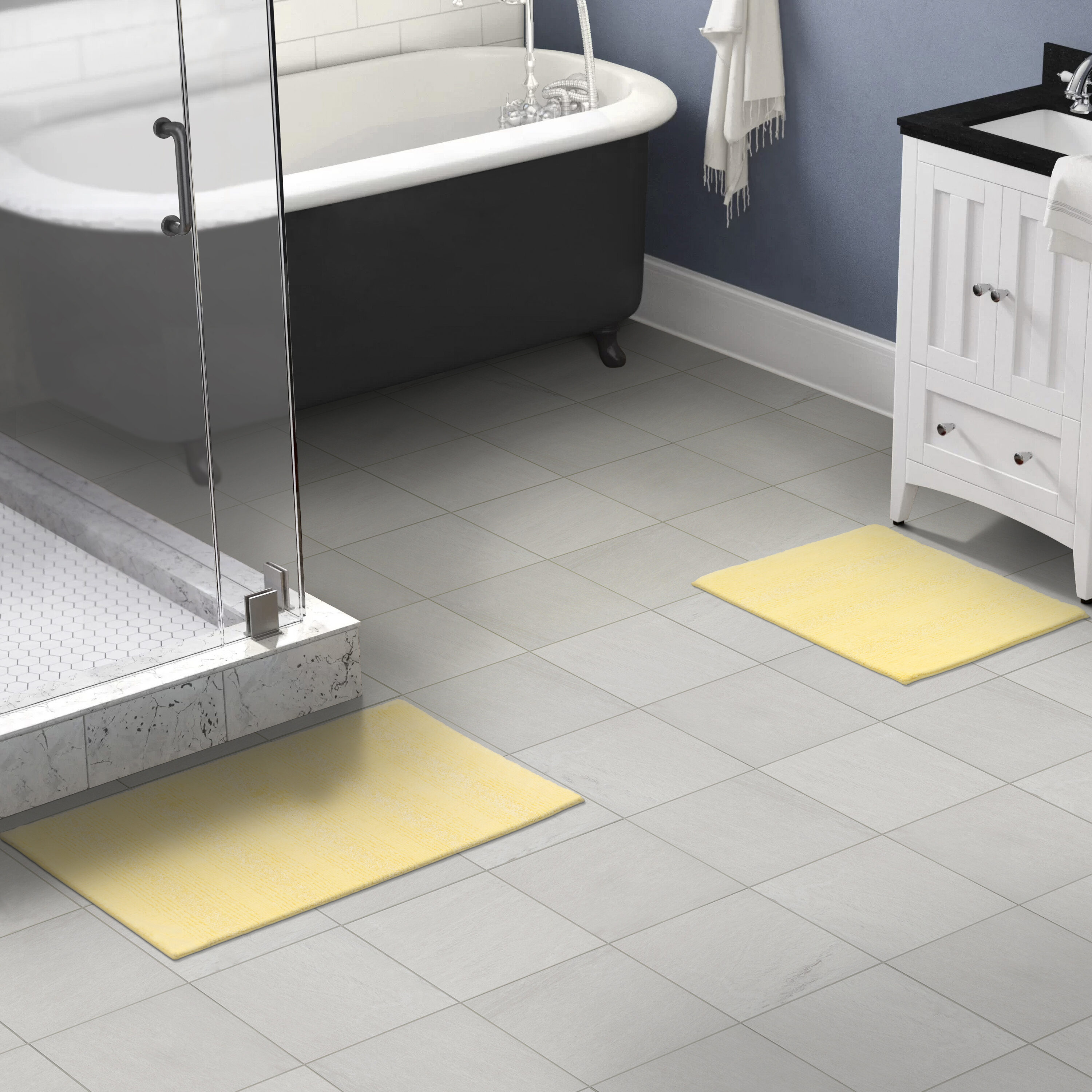 Garland Rug BA160W2P04CC6 Essence 21-in x 34-in Rubber Ducky Yellow Nylon Bath mat set