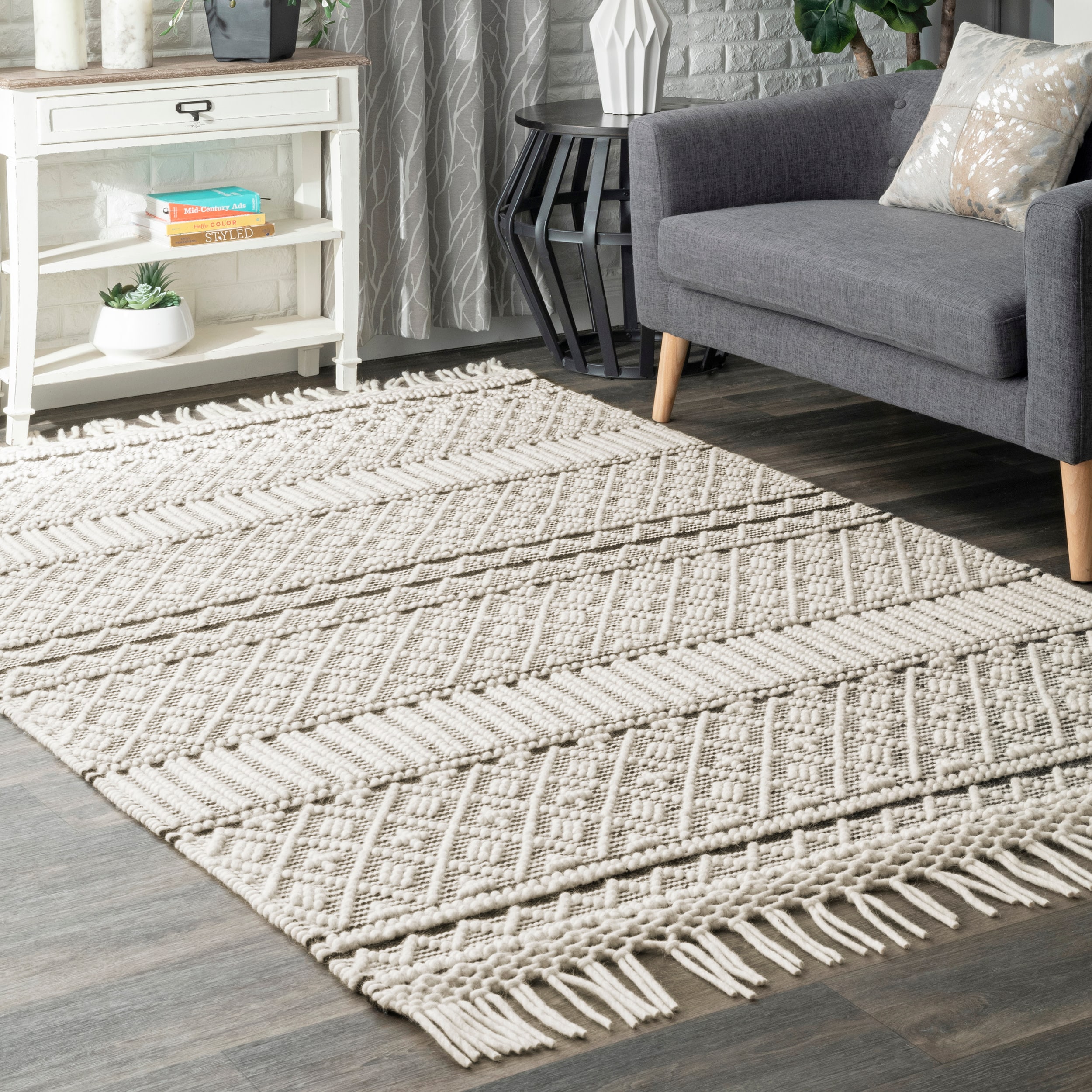 nuLOOM 5 x 8 Snow White Indoor Solid Area Rug in the Rugs department at