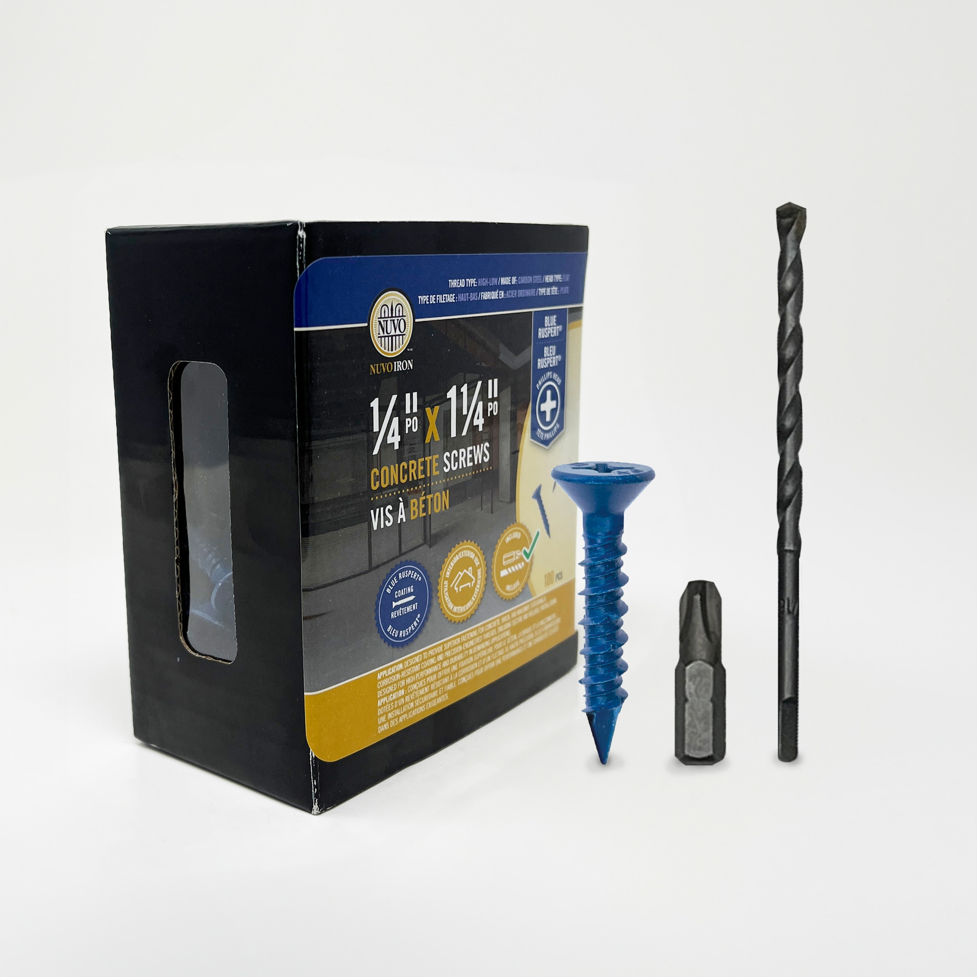 Nuvo Iron 14114-CC-ASB 1/4-in x 1-1/4-in Concrete Screws Anchors with Screws Included 100 -Pack