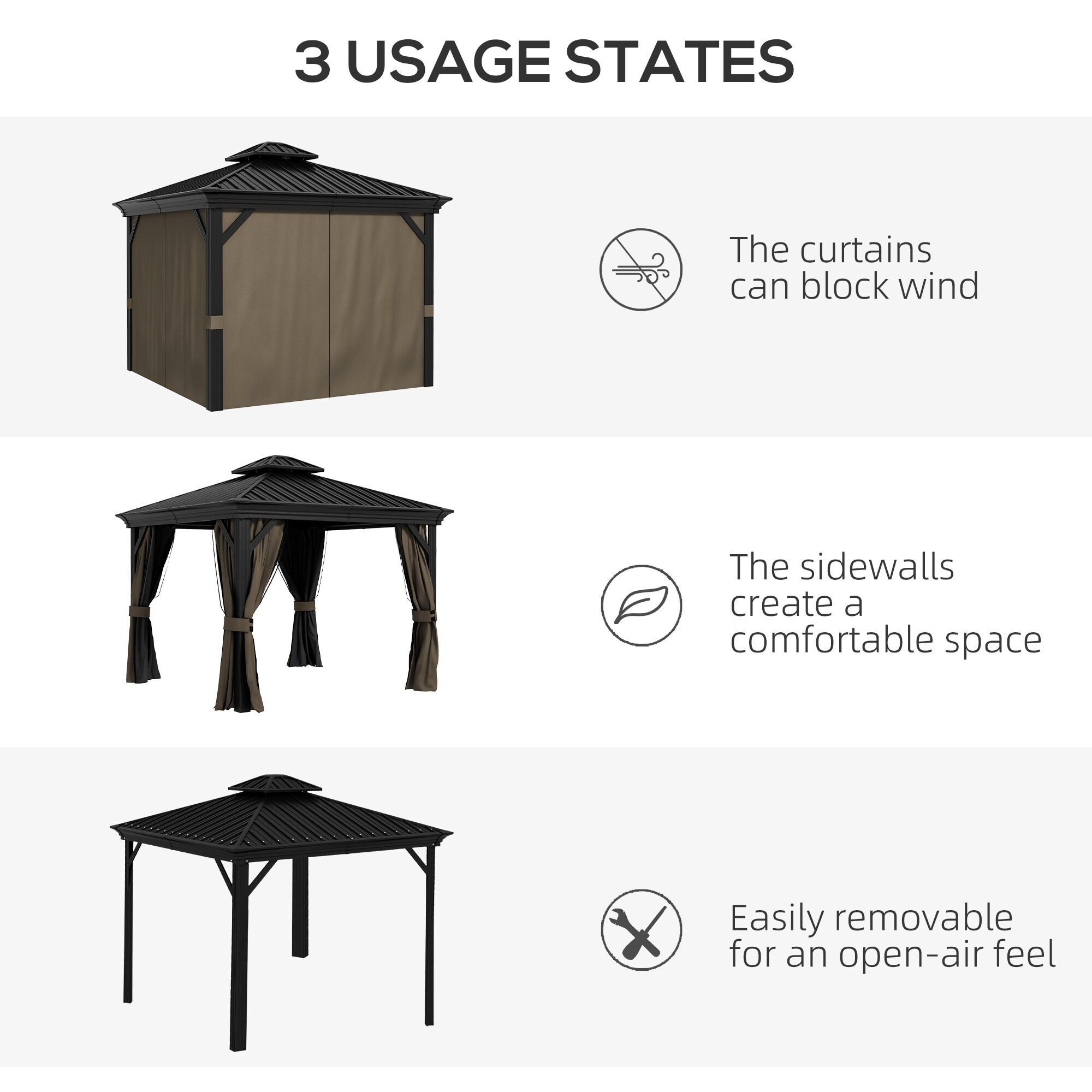 Outsunny 84C-204V05DR Wood-Resin-Gazebos - View #4