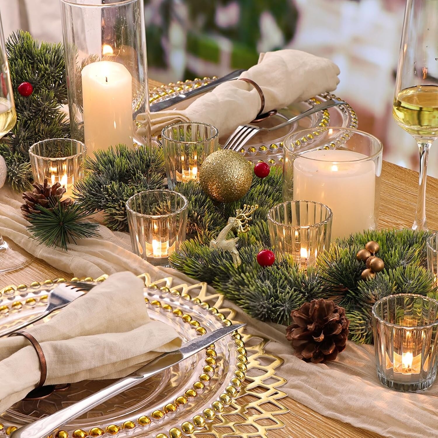 Sggvecsy Ribbed Glass Votive Candle Holders 24 Pack Vintage Tea Light ...