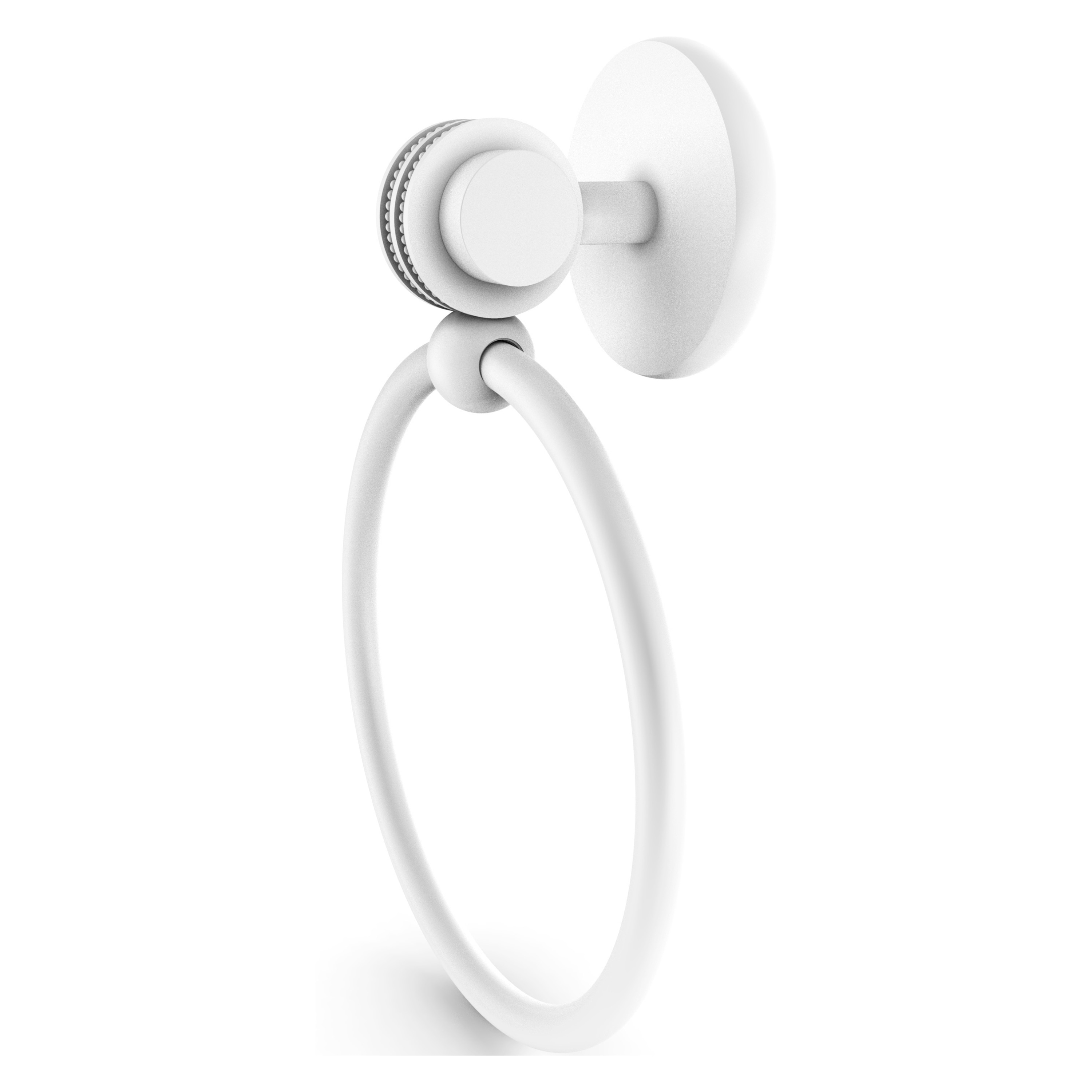 Allied Brass 7216D-WHM Satellite Orbit Two Matte White Wall mount Single Towel Ring