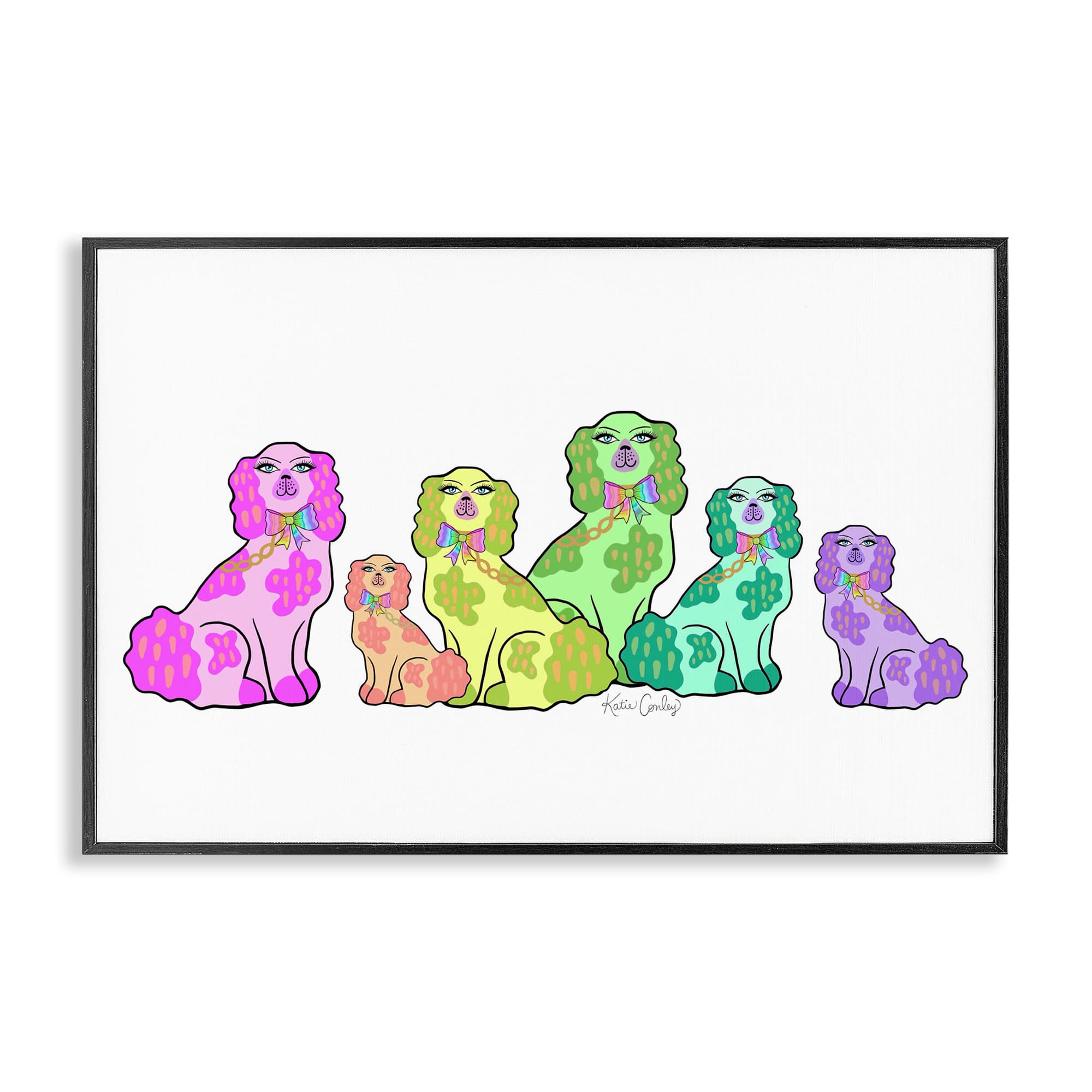Stupell Industries BS-757-FR-20X30 Colorful Posh Pooches Black Framed Giclee Art By Katie Conley 30 x 20