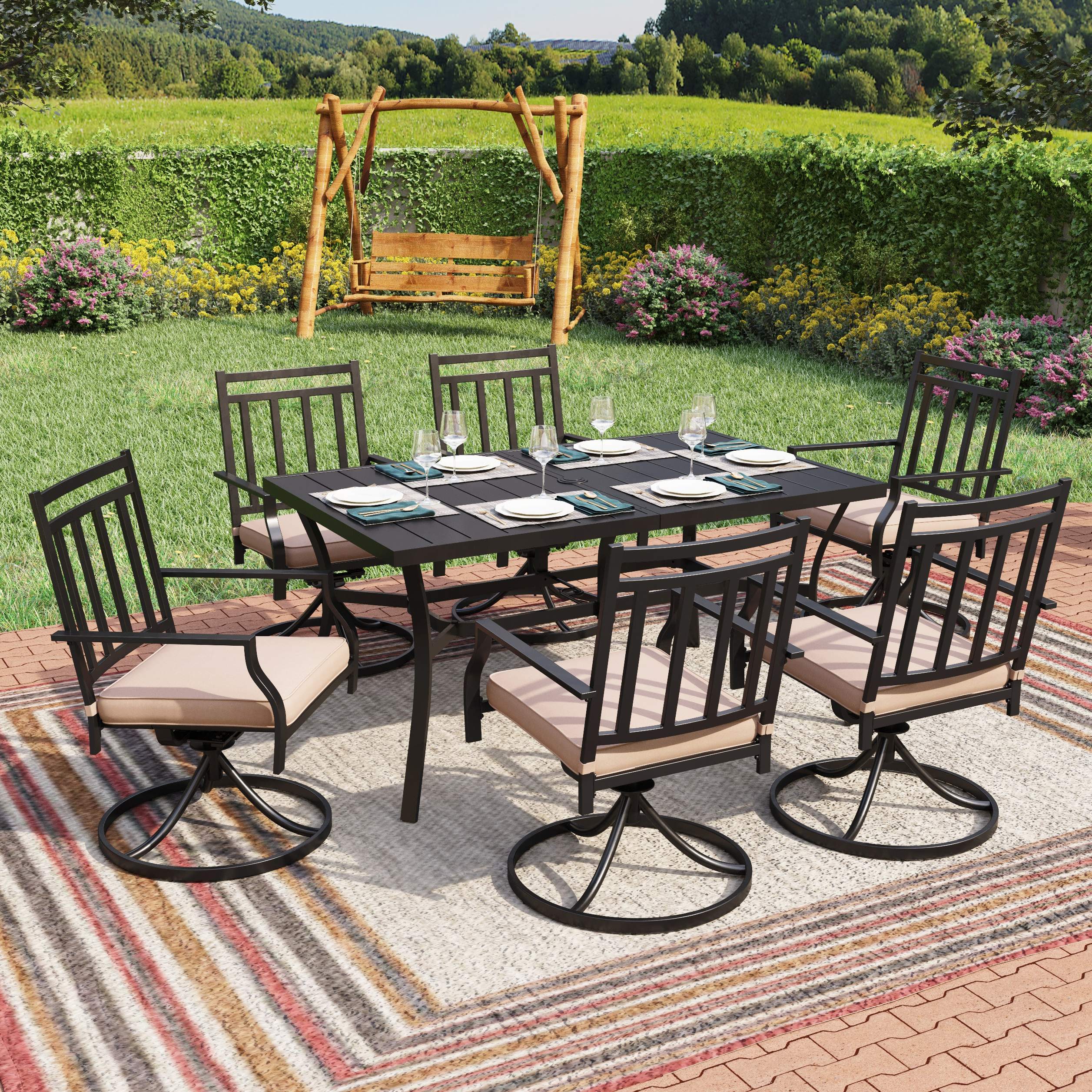 Home decorators collection sun valley aluminum outdoor bar height dining set with sunbrella sling sale