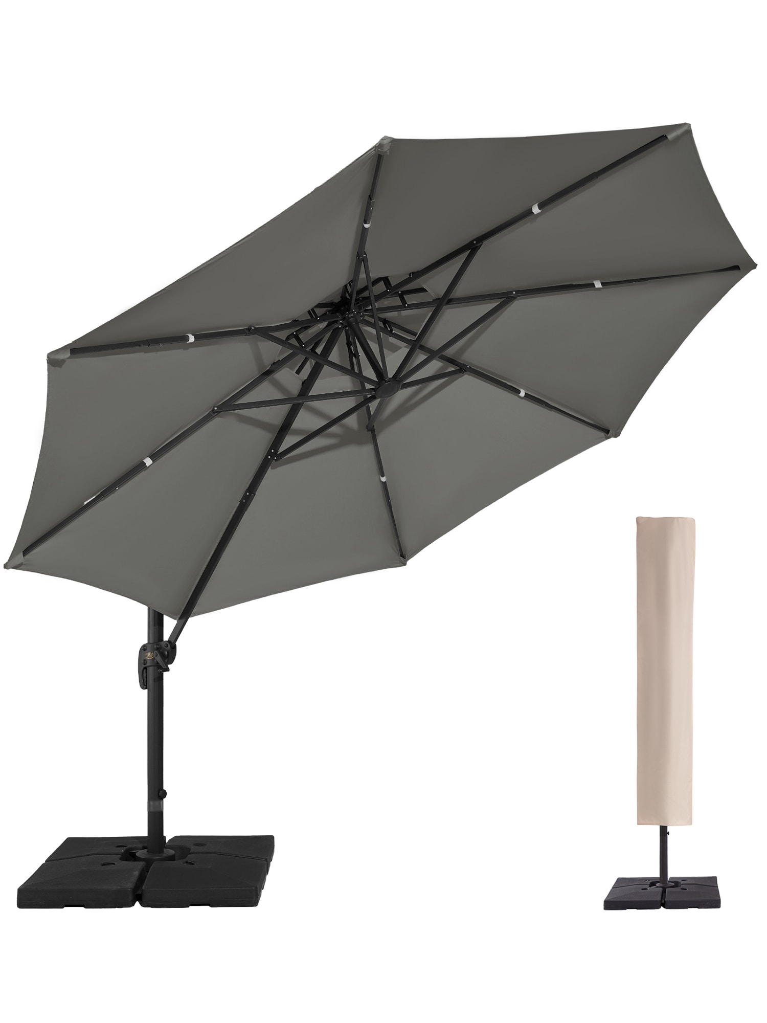 JEAREY 13 Ft Round Offset Patio Umbrella With 360 Degree Rotation ...