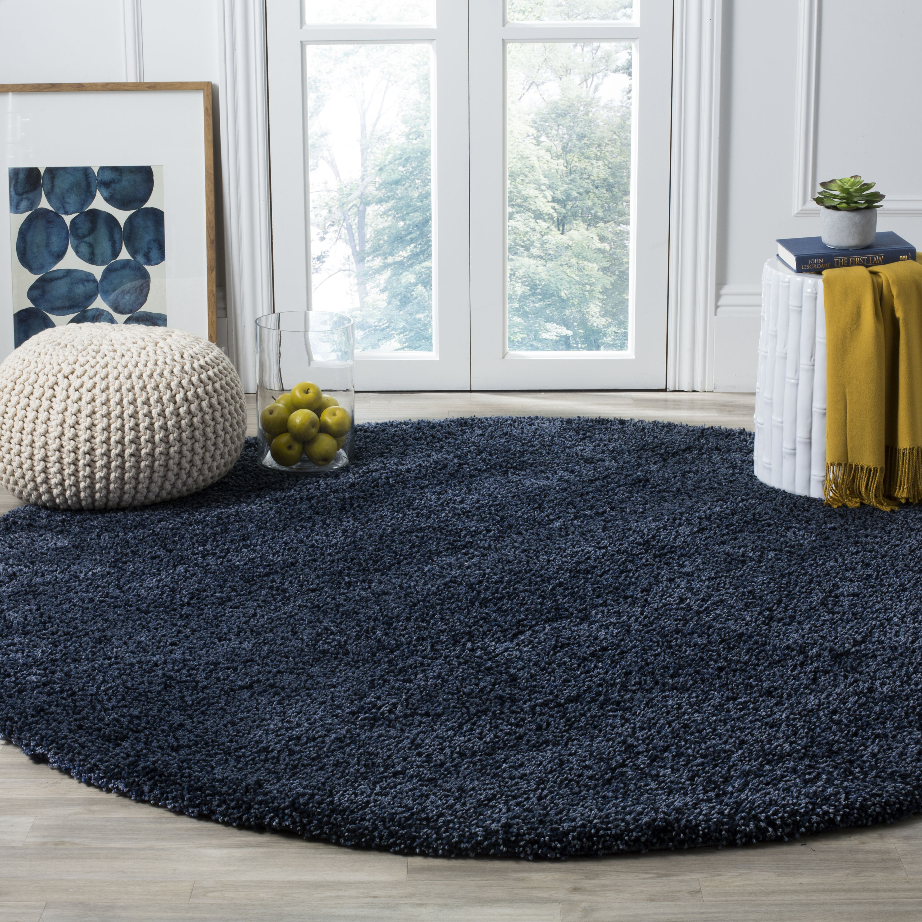 Safavieh - Sgn725 Santa Monica Shag Navy 6ft-7in x 6ft-7in