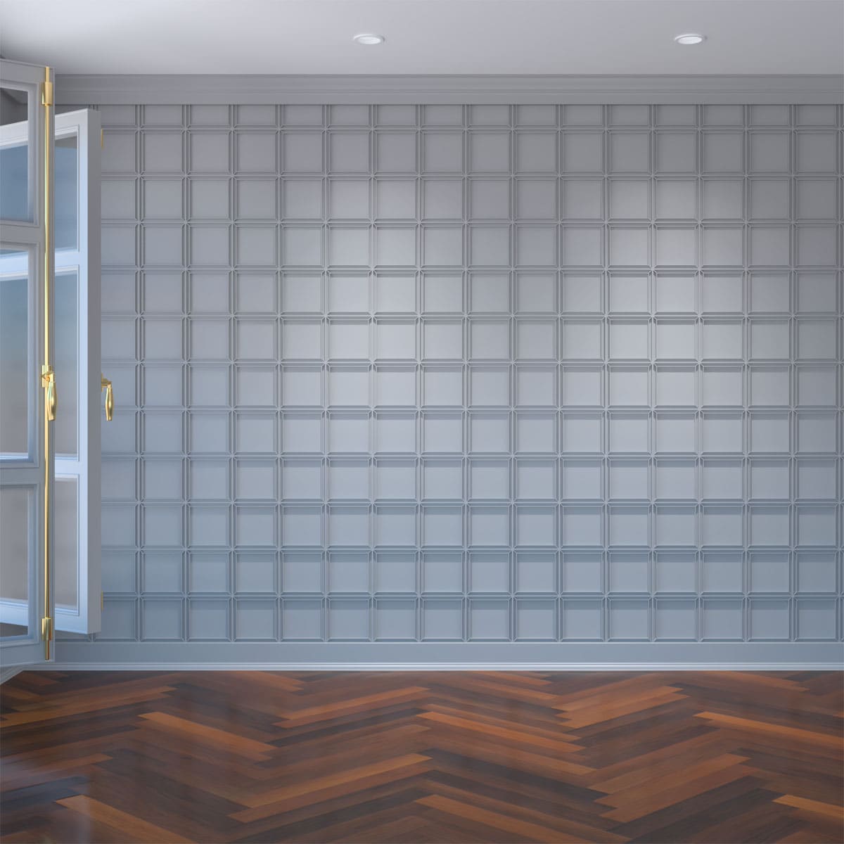 Ekena Millwork WALP08X08FPY 7-3/8-in x 7-3/8-in Smooth Paintable/Stainable White PVC Fretwork Wall Panel ( 0.38-sq ft )