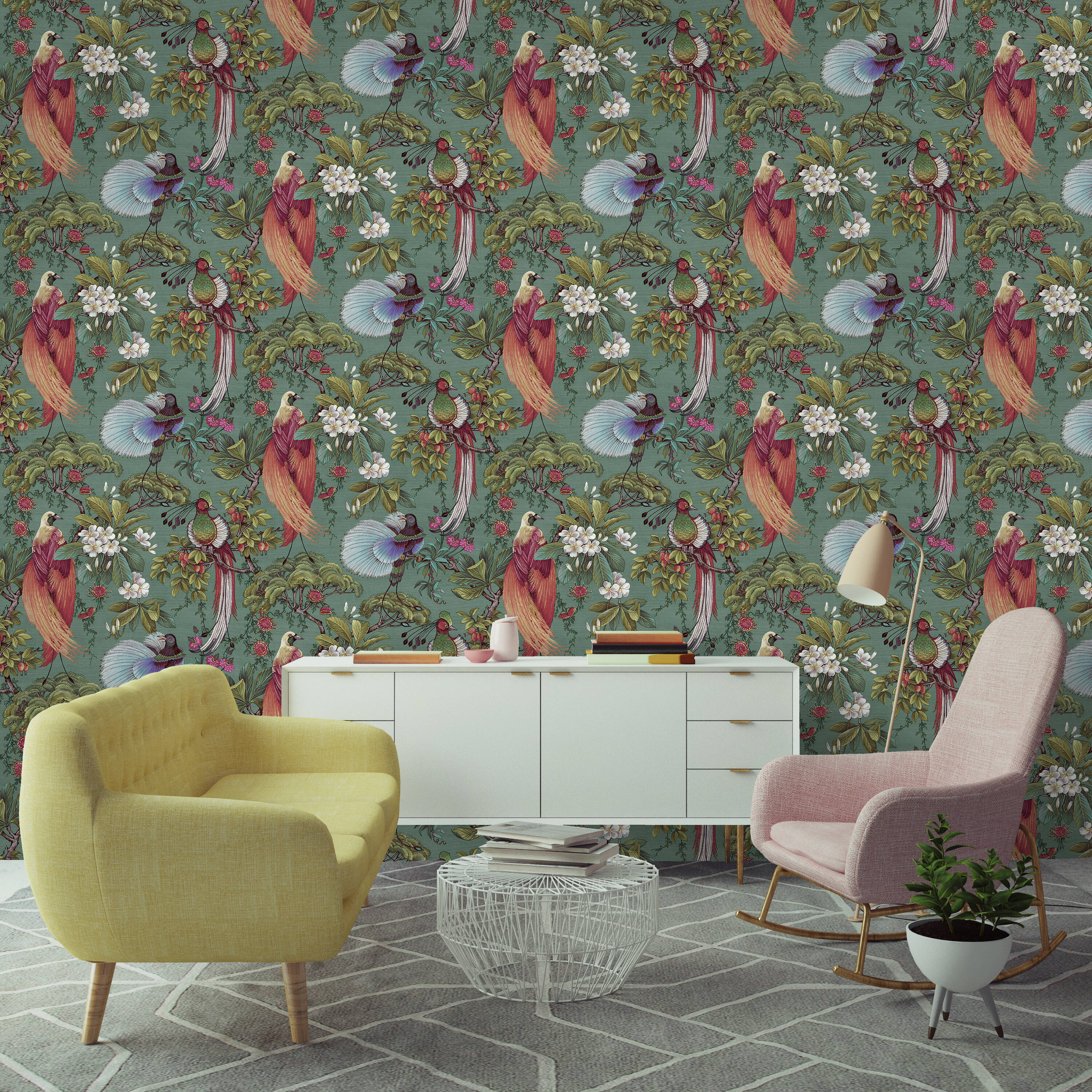 HOLDEN 56-sq ft Green Non-woven Birds Unpasted Wallpaper in the ...