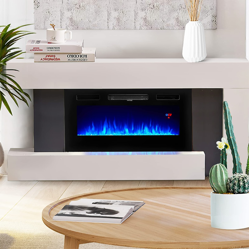 AOXUN H20008 18.5-Inches W black Wall mount LED Wall-mount Electric Fireplace with Remote Control Included