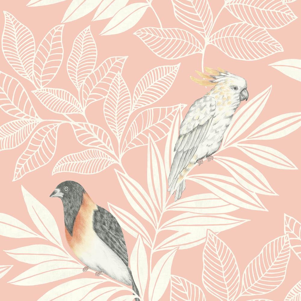 Seabrook Designs RY30101 Boho Rhapsody 56-sq ft Pink Sunset and Ivory Paper Animals Unpasted Wallpaper