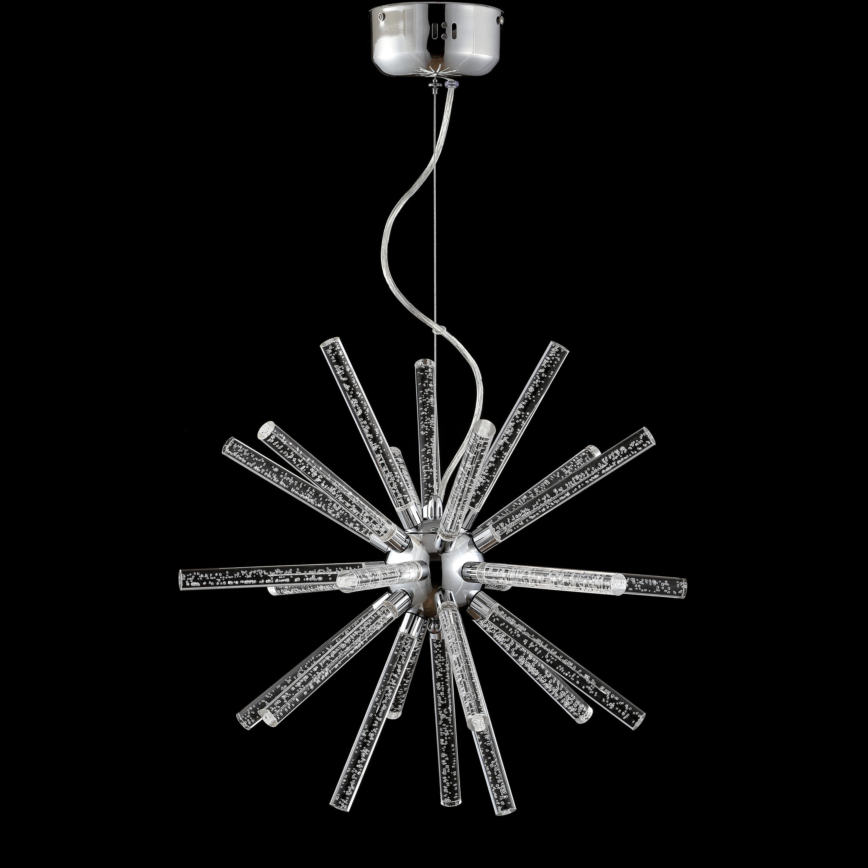 Soyuz 19.5" Chrome Starburst Adjustable LED Pendant Light