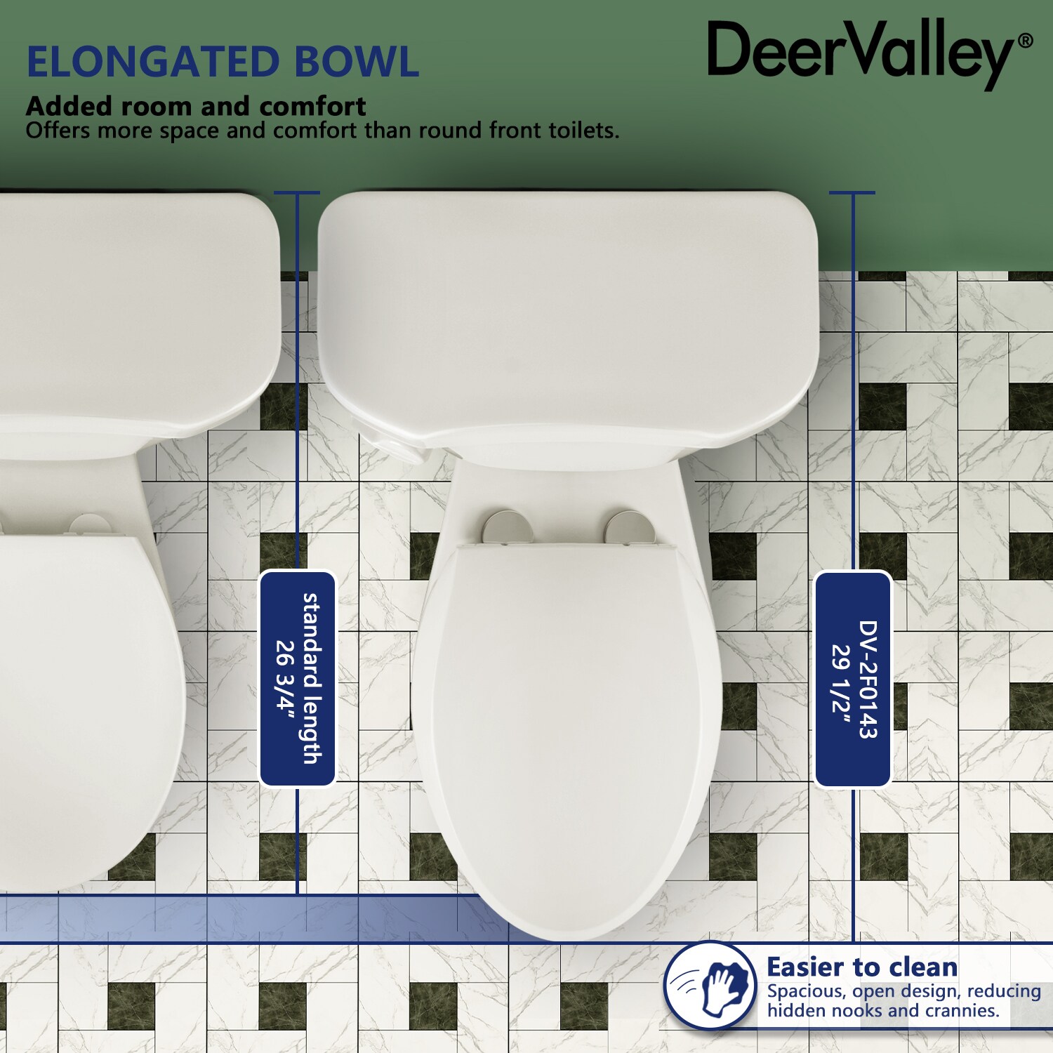 21-Inch White Ceramic Elongated High Efficiency Toilet