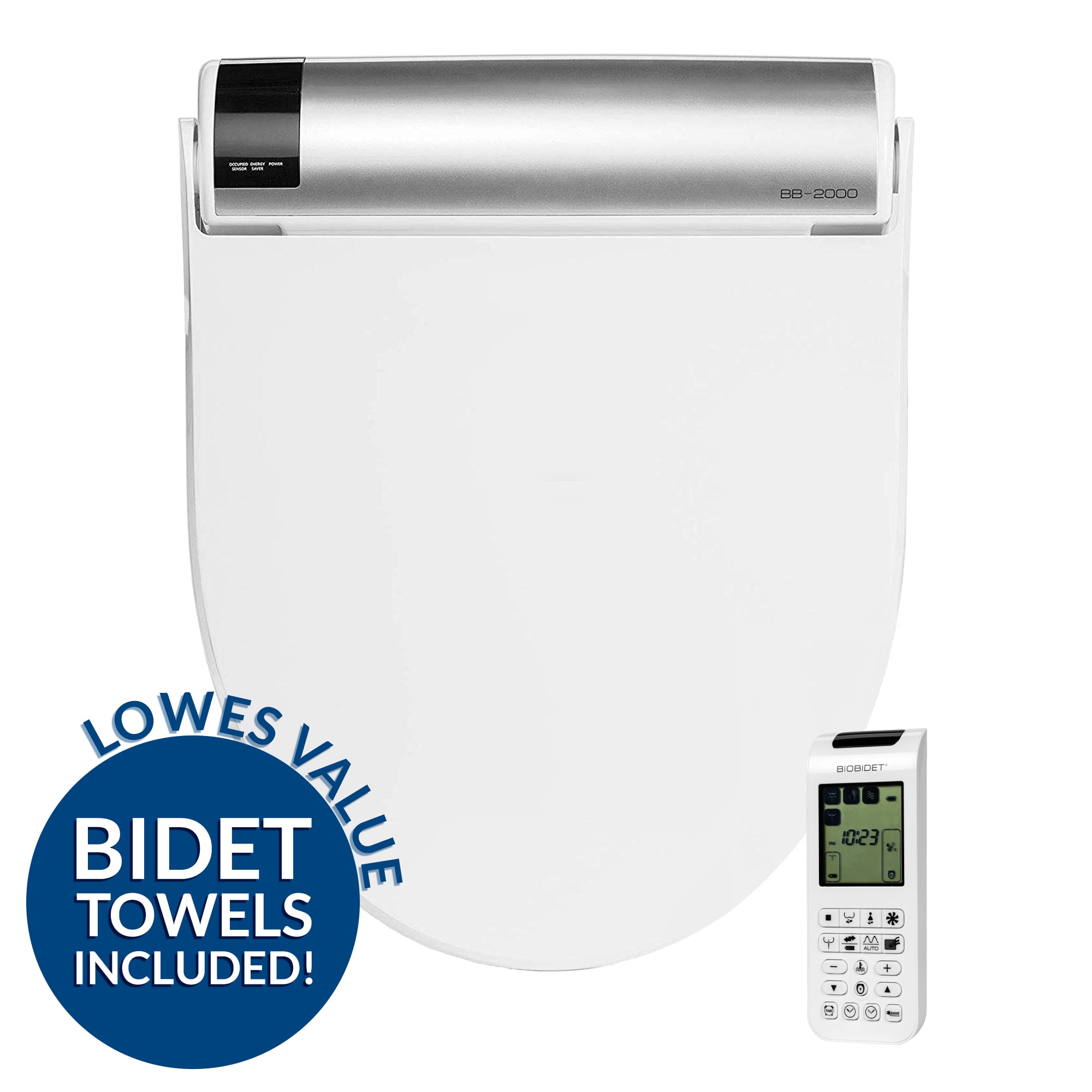 Bio Bidet BB2000R DRY BB-2000 Plastic White Round Soft Close Heated Bidet Toilet Seat