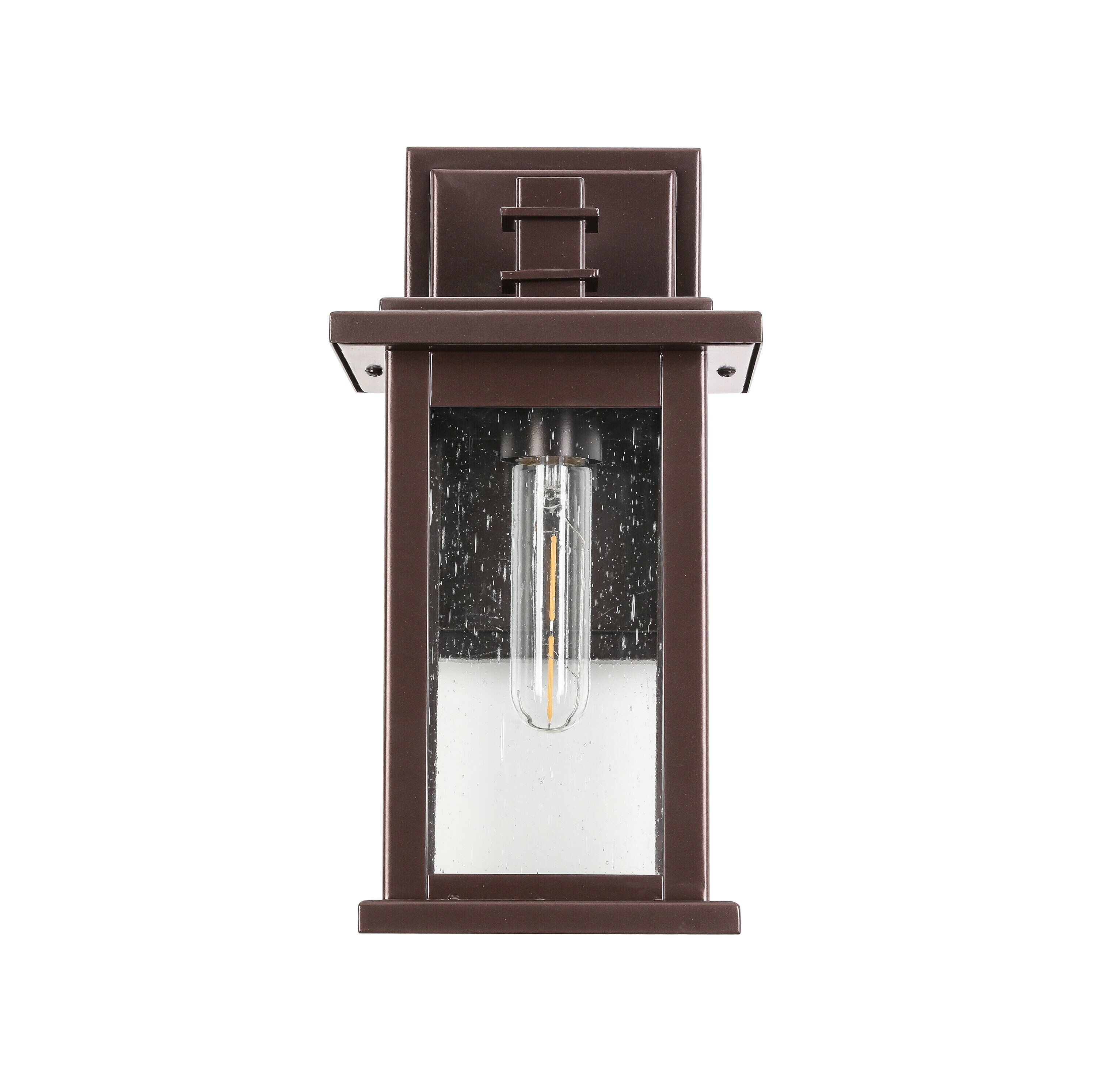 Transitional Seedy Glass & Bronze 13" Outdoor Wall Sconce