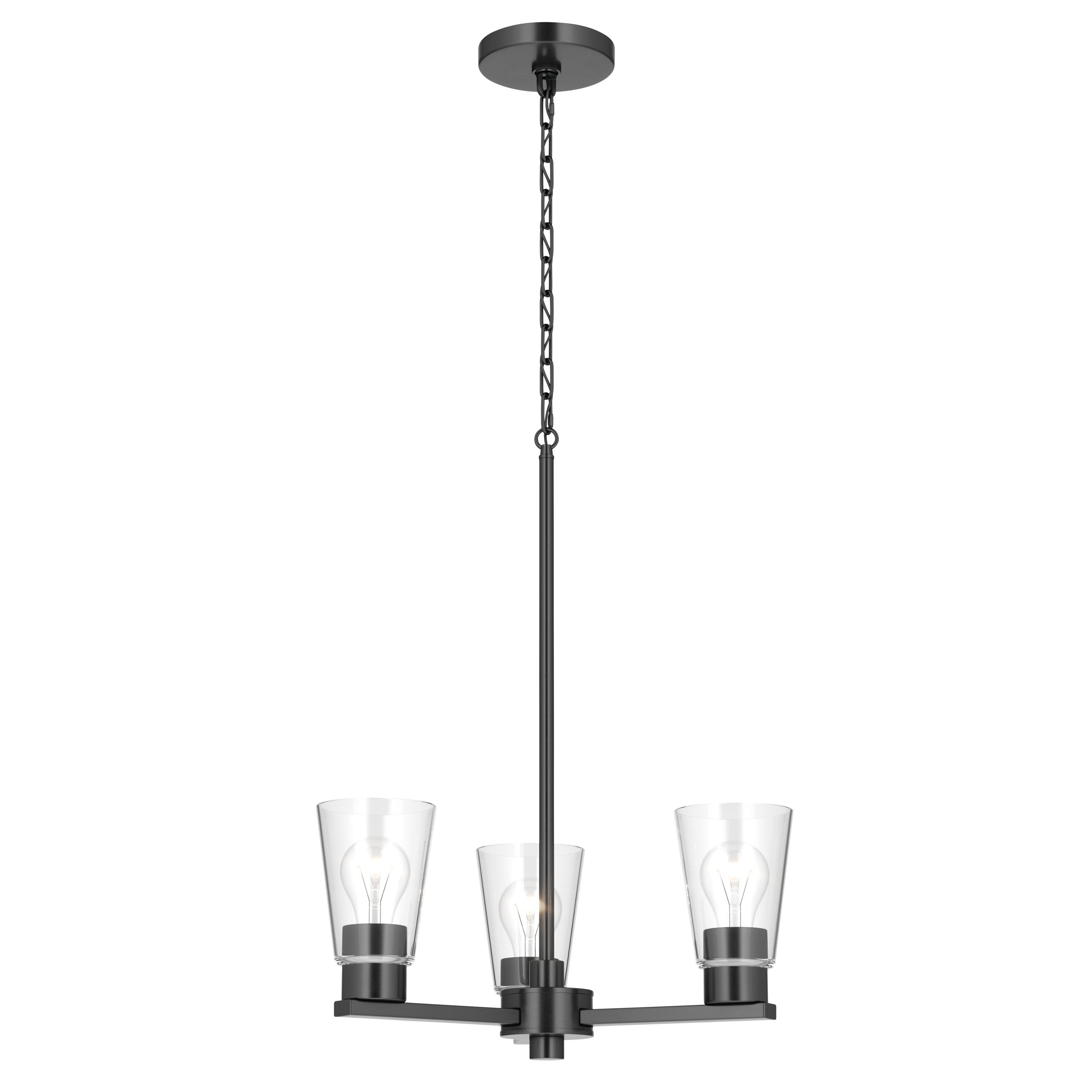 Kichler Stamos 18" 3-Light Chandelier with Clear Glass in Black