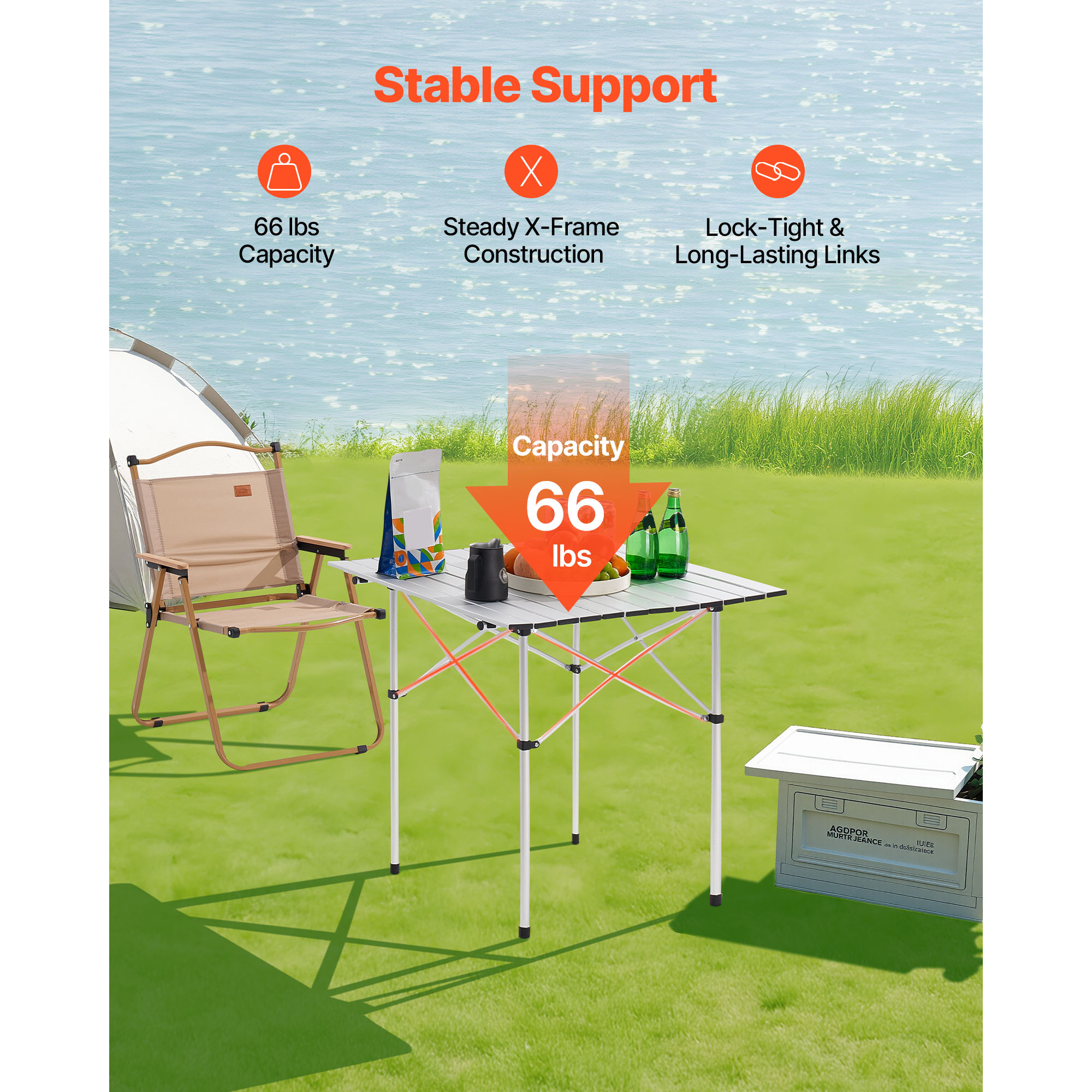 VEVOR Folding Camping Table Portable Roll Up Side Tables Small ...