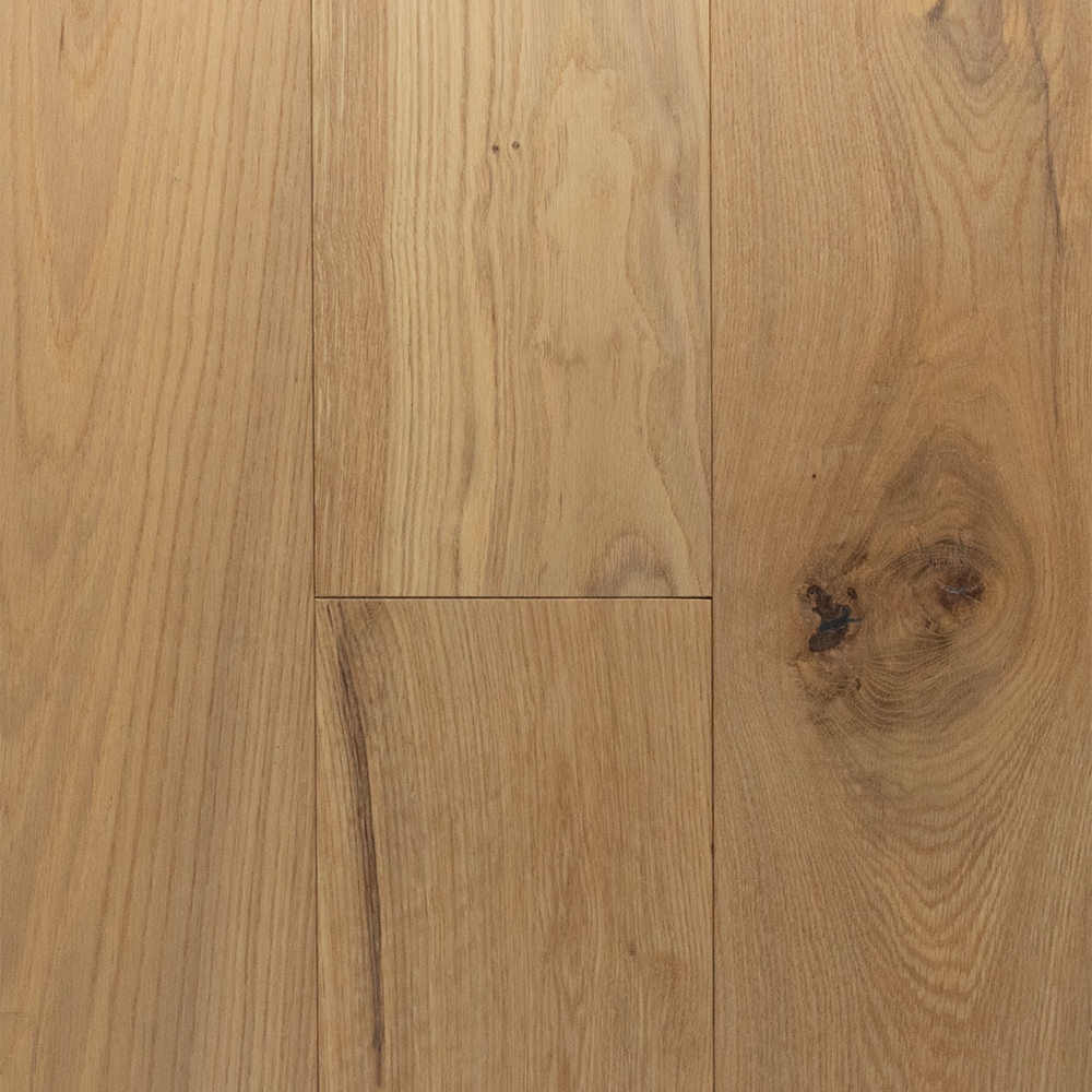 Castle Beige White oak 4-in W x 3/4-in T x Varying Length Wirebrushed Solid Hardwood Flooring ( 16-sq ft / Carton ) in Brown | - Green Leaf 24811