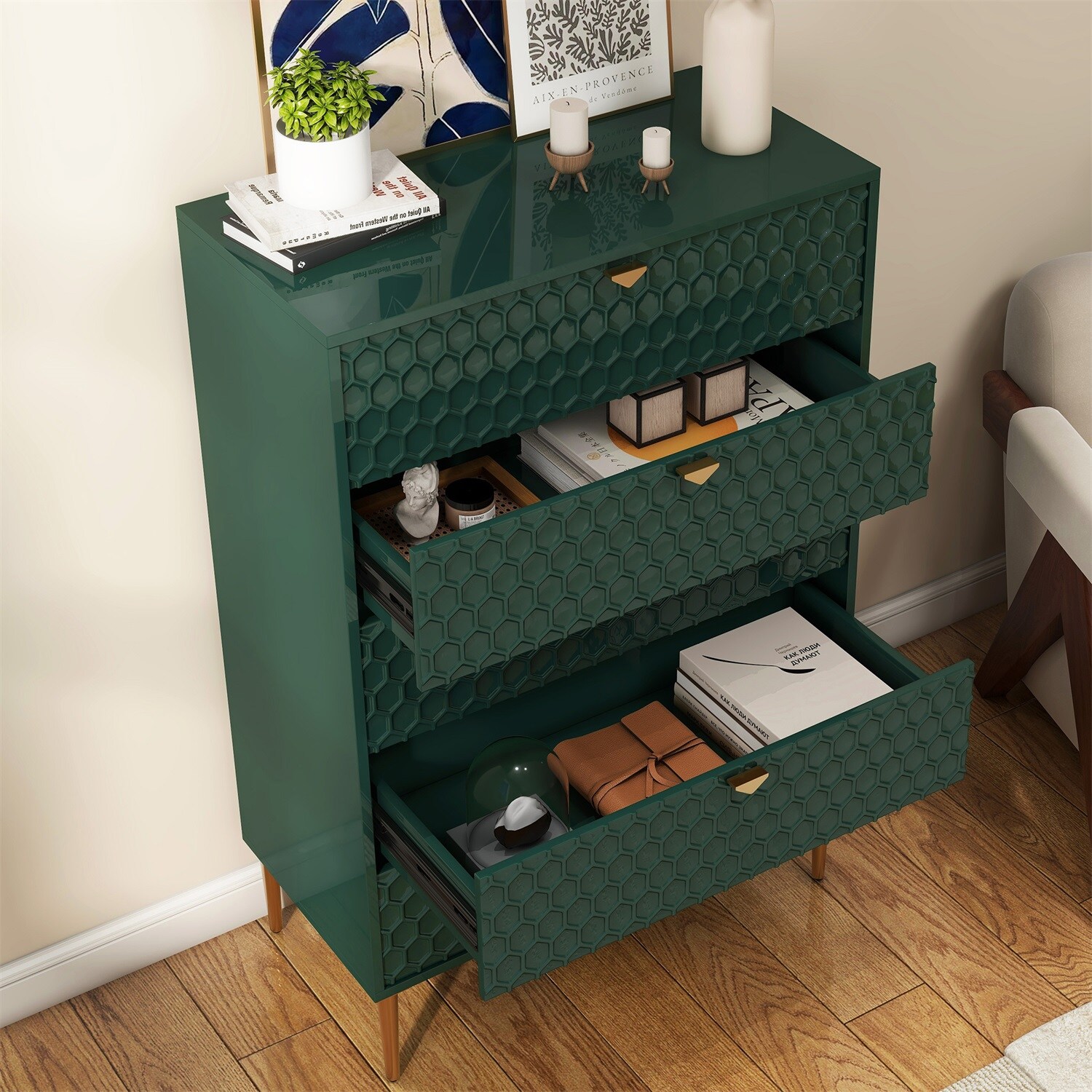 Mondawe 31.5 in. 5-Drawer  Chests Cabinet, Green