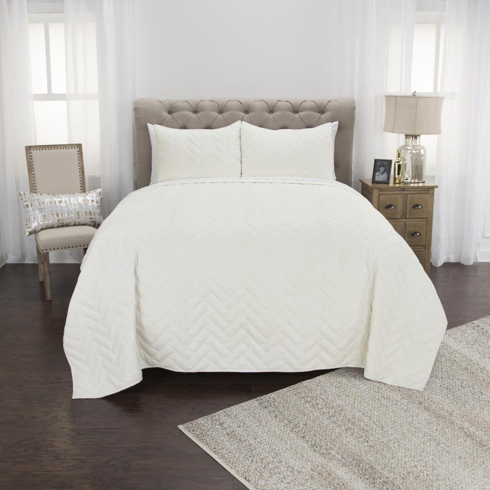 Rizzy Home Riviera White King Sham White Solid King Quilt Cotton in the ...