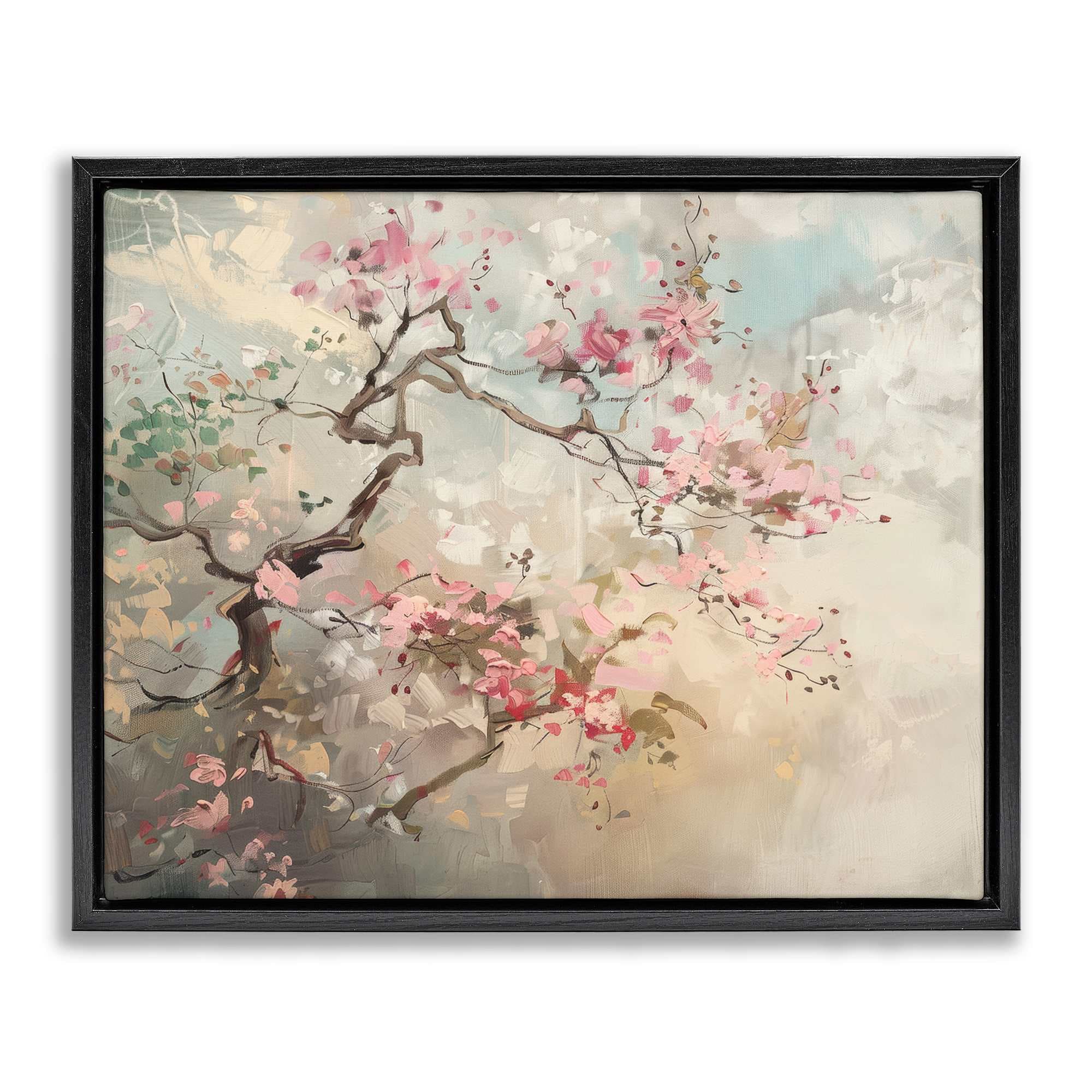 Stupell Industries BT-845-FFB-16X20 Wild Cherry Blossoms Tree Black Framed Floater Canvas Wall Art By Arlington Prints 21 x 17
