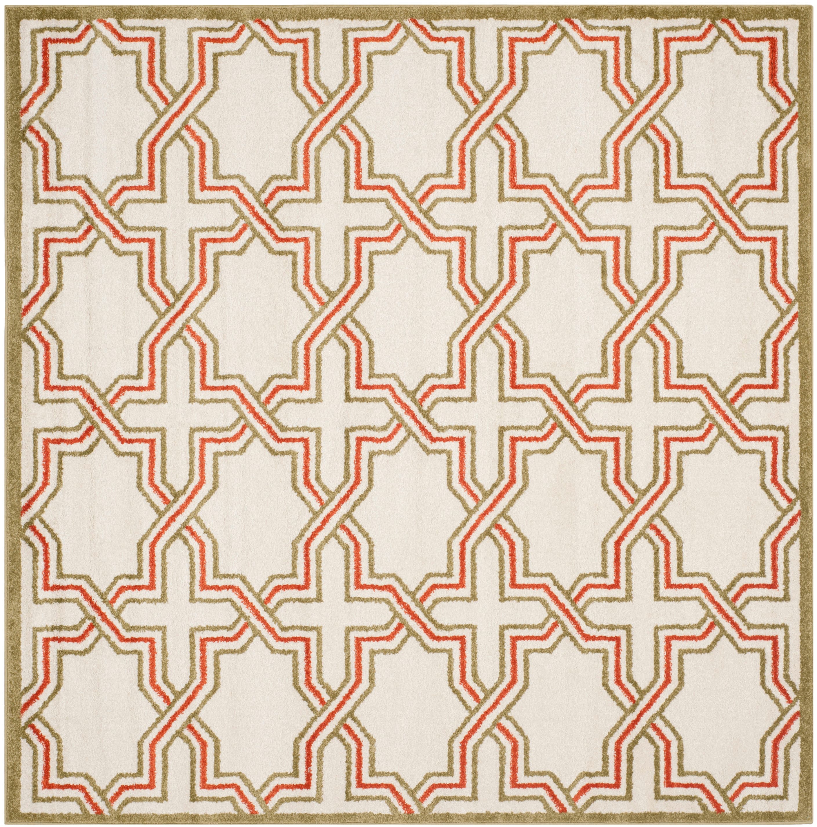 Safavieh AMT413A-7SQ Amherst Marco 7 x 7 (ft) Loomed Synthetic Ivory/Light Green Square Indoor/Outdoor Geometric Farmhouse/Cottage Area rug