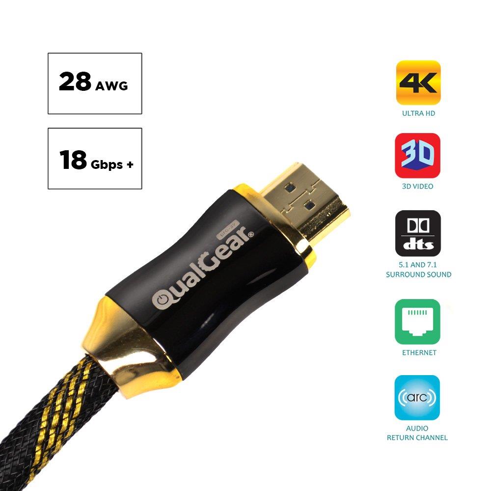 1 Foot HDMI 2.0 HDTV Cable Gold Plated 28 AWG 3 Pack