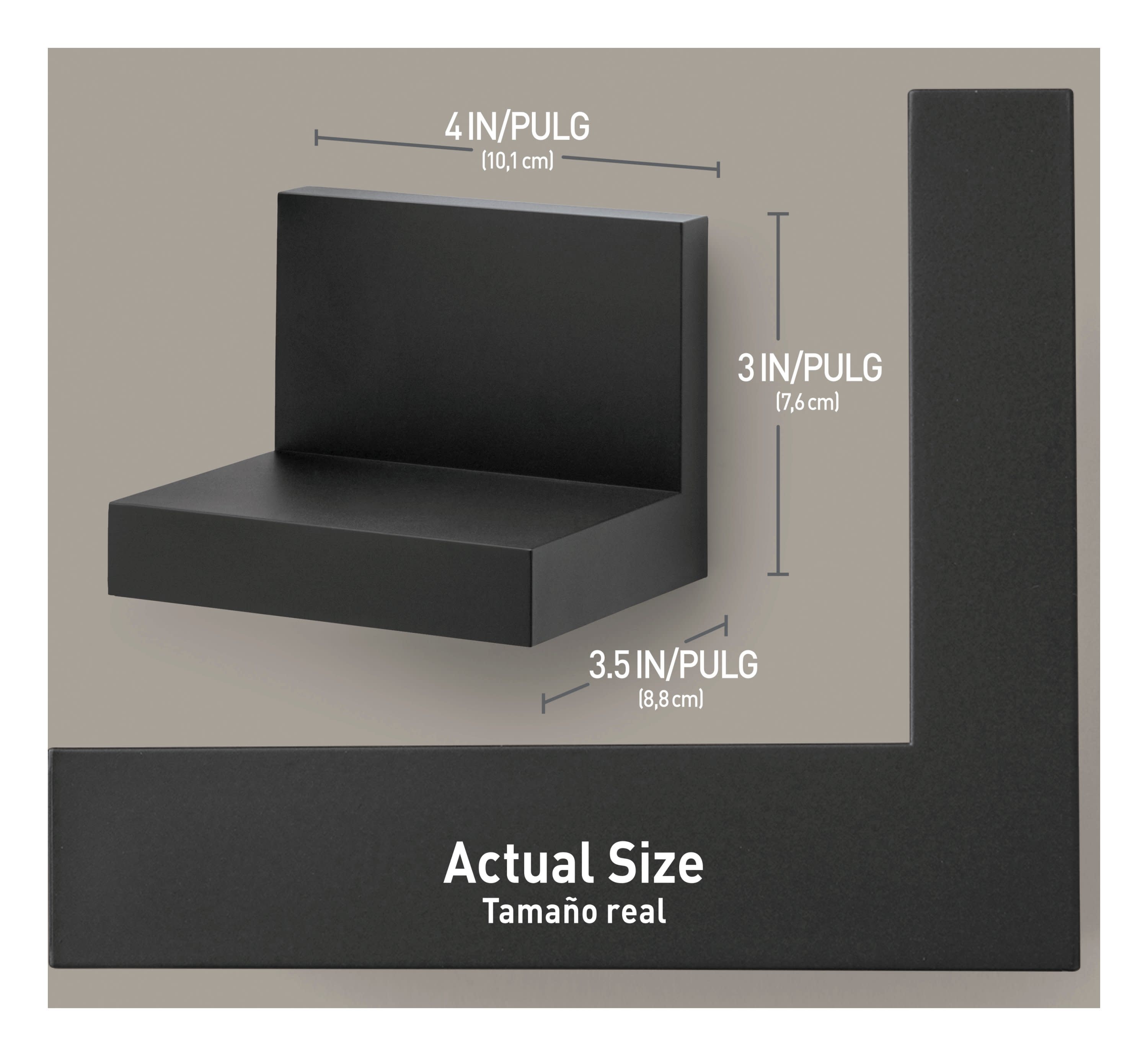 Command Slate Floating Shelf 4-in L x 3.5-in D (2 Decorative Shelves)