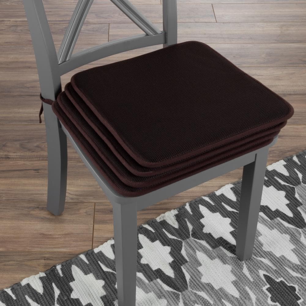 Hastings Home Chair Cushions Set Of 4 Square Foam 16 Inx In Pads With Ties For Kitchen Dining Room Patio Tailgating By Brown The Indoor Department At Com - Dining Room Seat Cushions With Ties