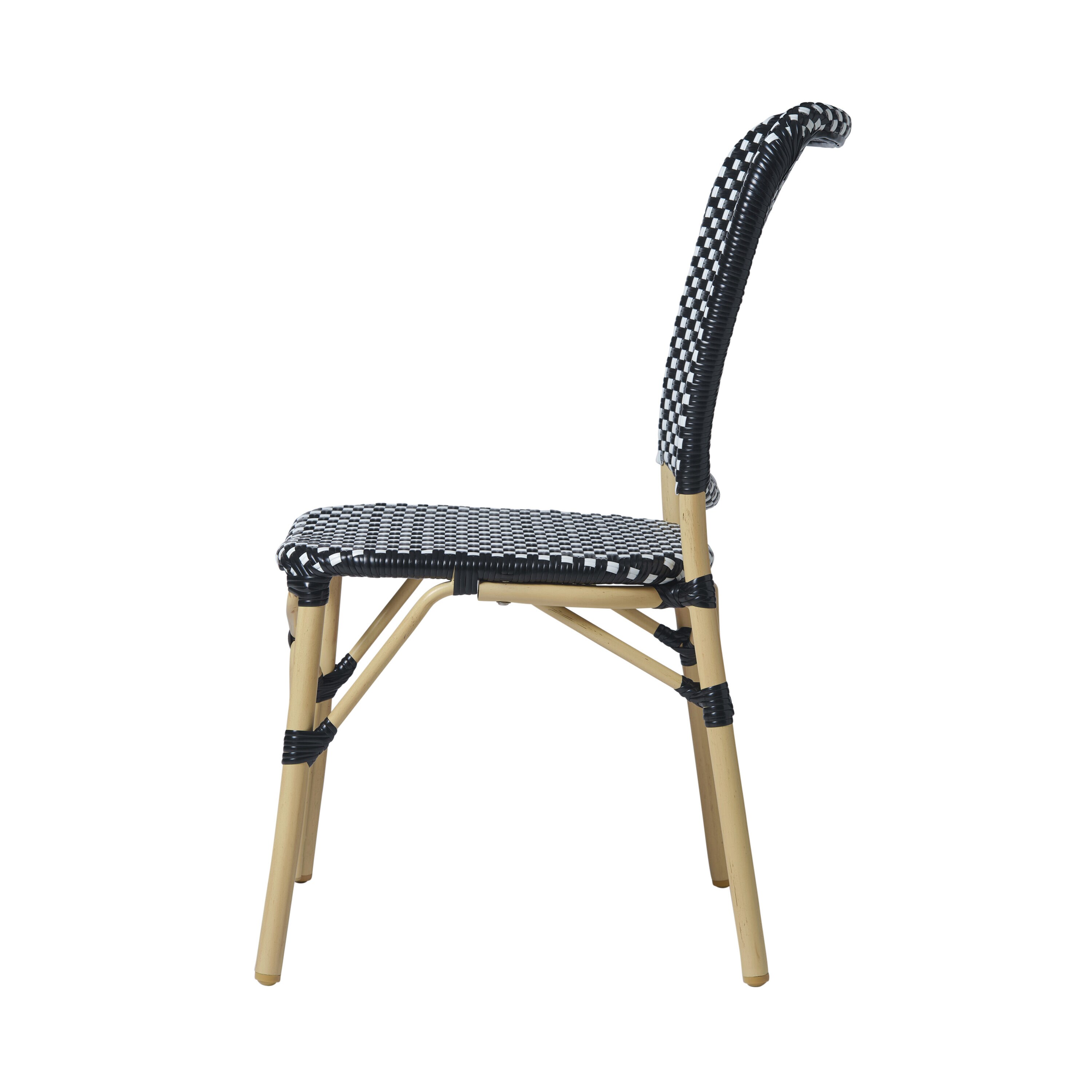 Orsay Black and White Wicker Bistro Chair Set